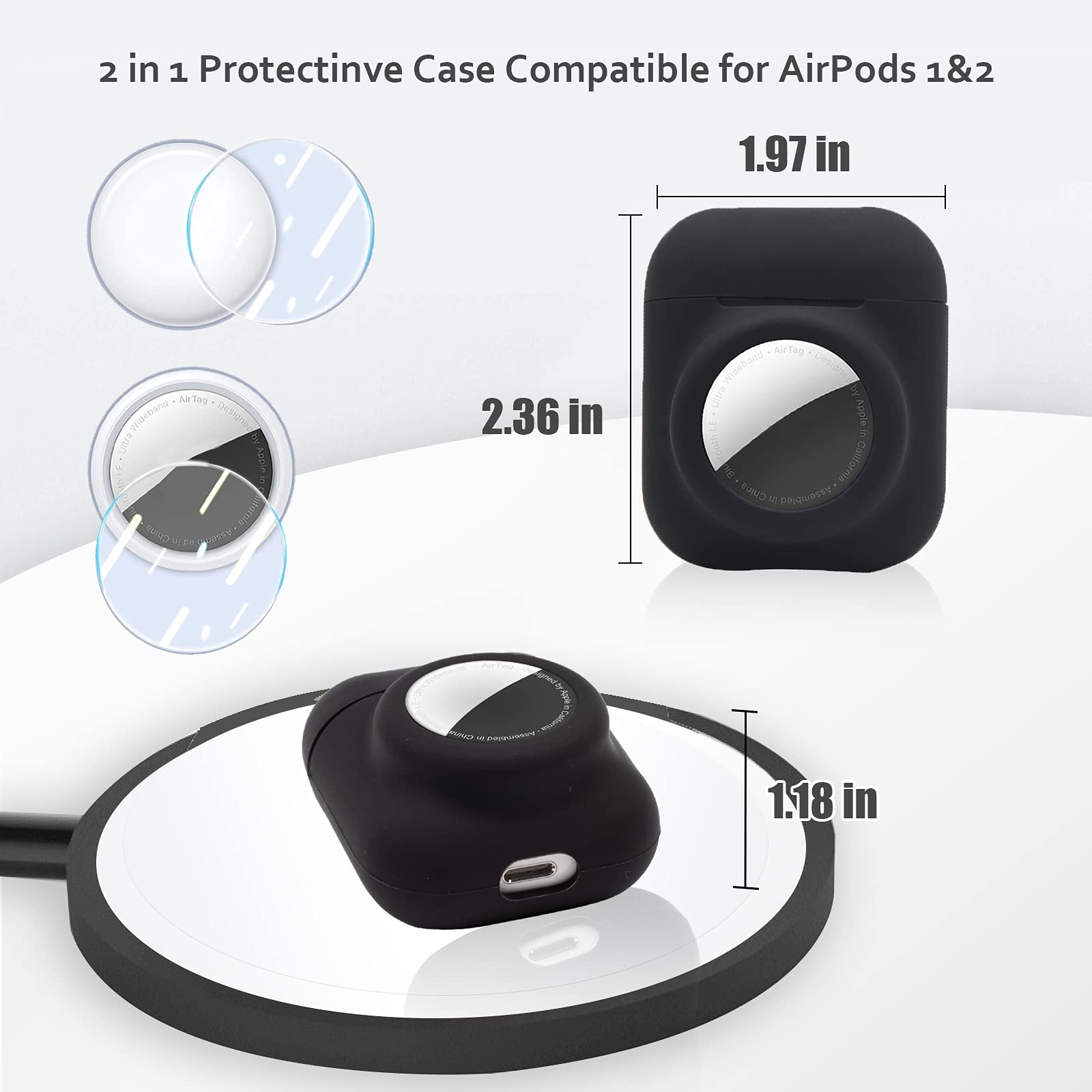 Foto 3 pulgar | Funda Protectora Y 2 Protectores De Pantalla Para Airpod 1 Y 2 A - Venta Internacional.