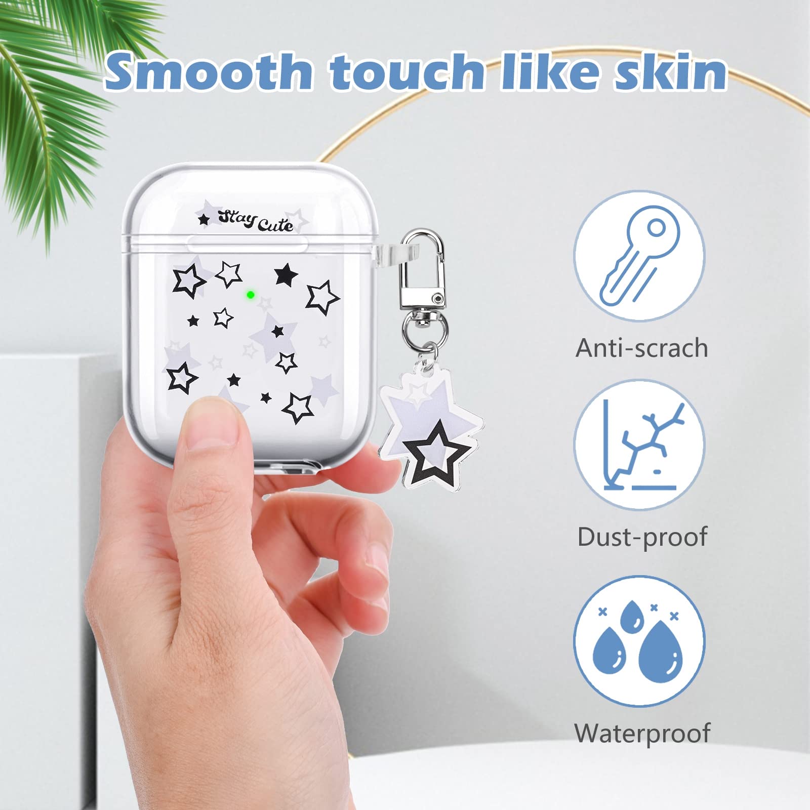 Foto 6 pulgar | Funda Para Airpod Con Bonitos Amuletos Con Estampado De Estrellas Y Llavero - Venta Internacional.