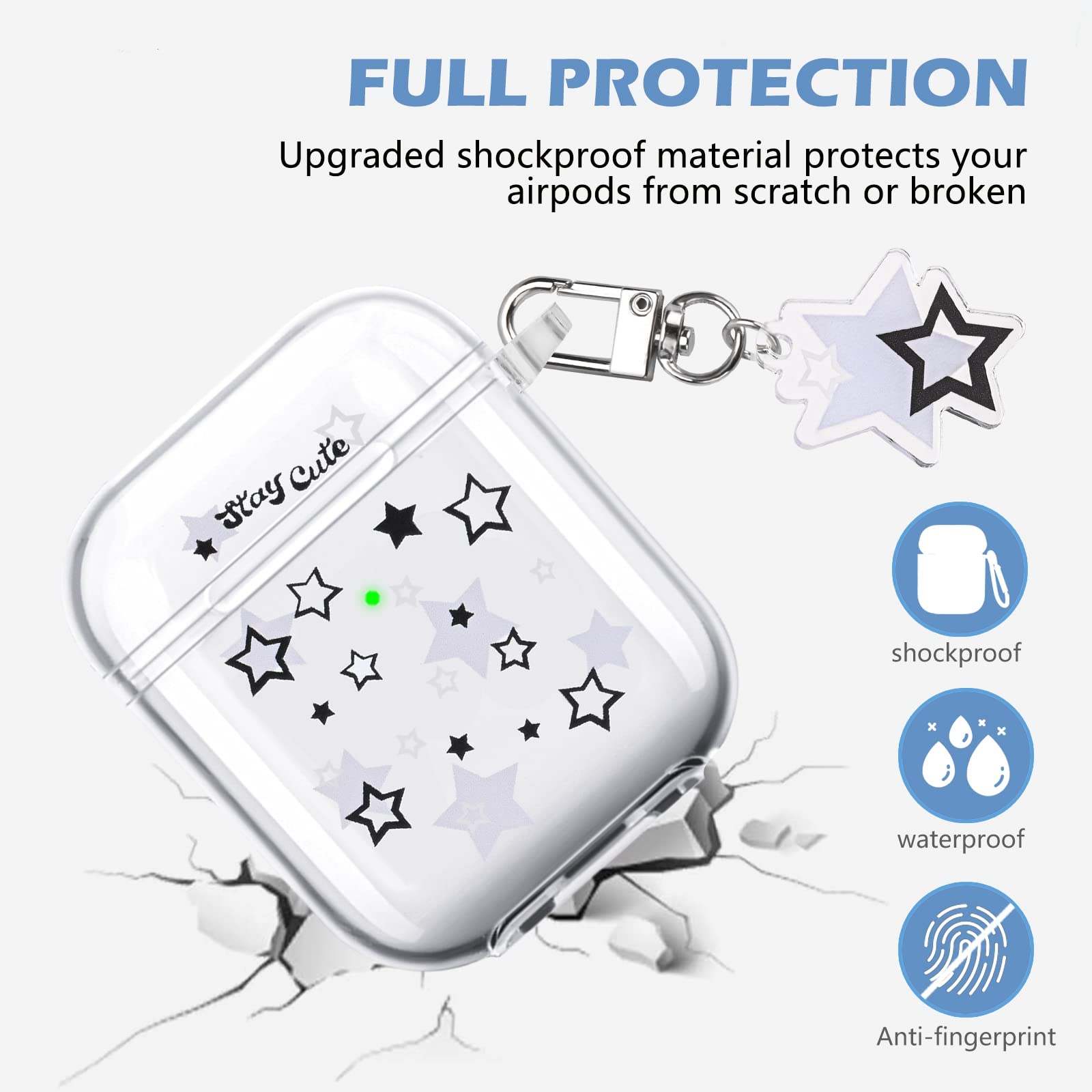 Foto 7 pulgar | Funda Para Airpod Con Bonitos Amuletos Con Estampado De Estrellas Y Llavero - Venta Internacional.
