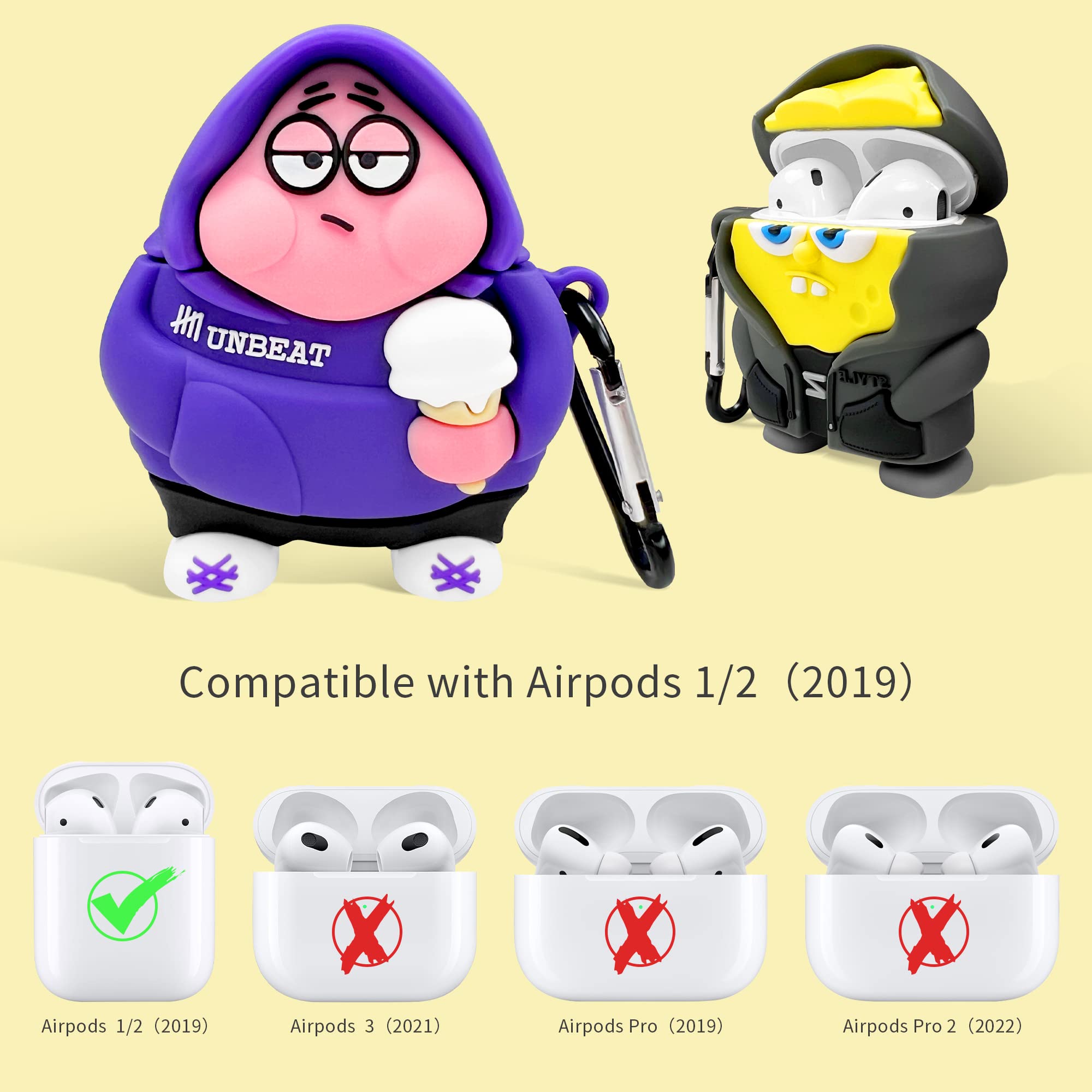 Foto 3 pulgar | Funda Para Airpods Hooyiiok, Bonito Personaje De Dibujos Animados De Primera Y Segunda Generación - Venta Internacional