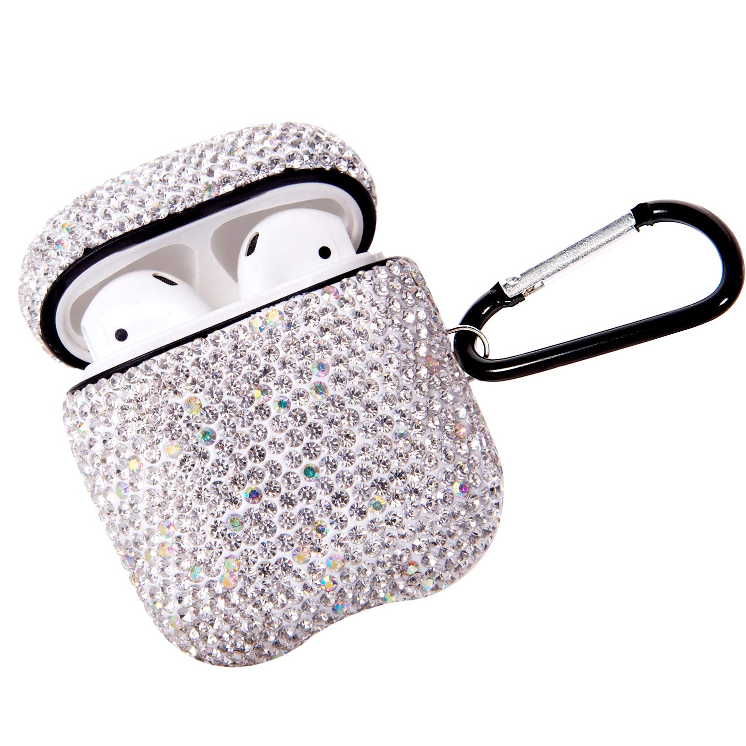 Foto 2 pulgar | Funda Para Airpods Axcuws Sparkly Diamond Con Llavero, Color Blanco - Venta Internacional.