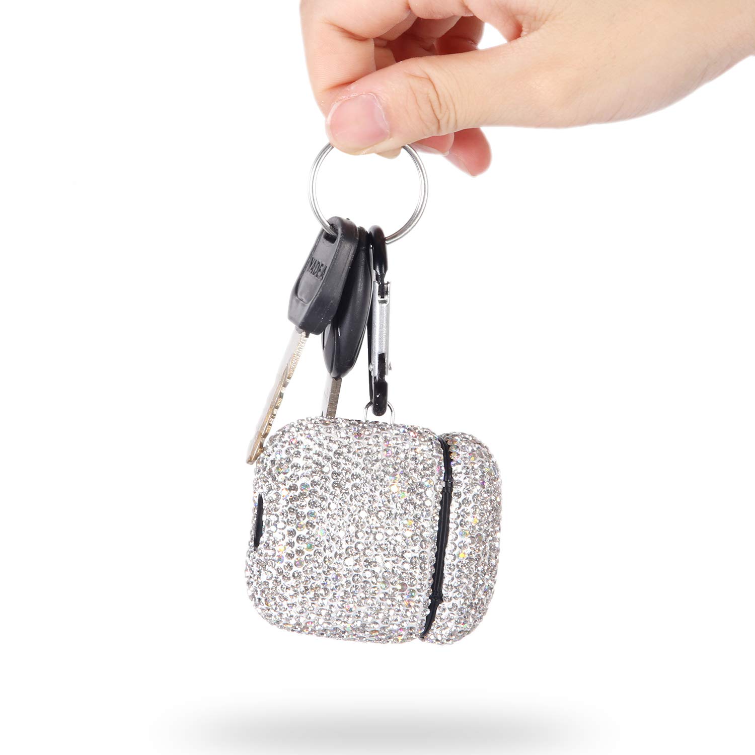 Foto 5 pulgar | Funda Para Airpods Axcuws Sparkly Diamond Con Llavero, Color Blanco - Venta Internacional.