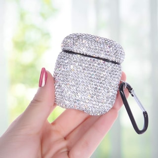 Foto 5 | Funda Para Airpods Axcuws Sparkly Diamond Con Llavero, Color Blanco - Venta Internacional.