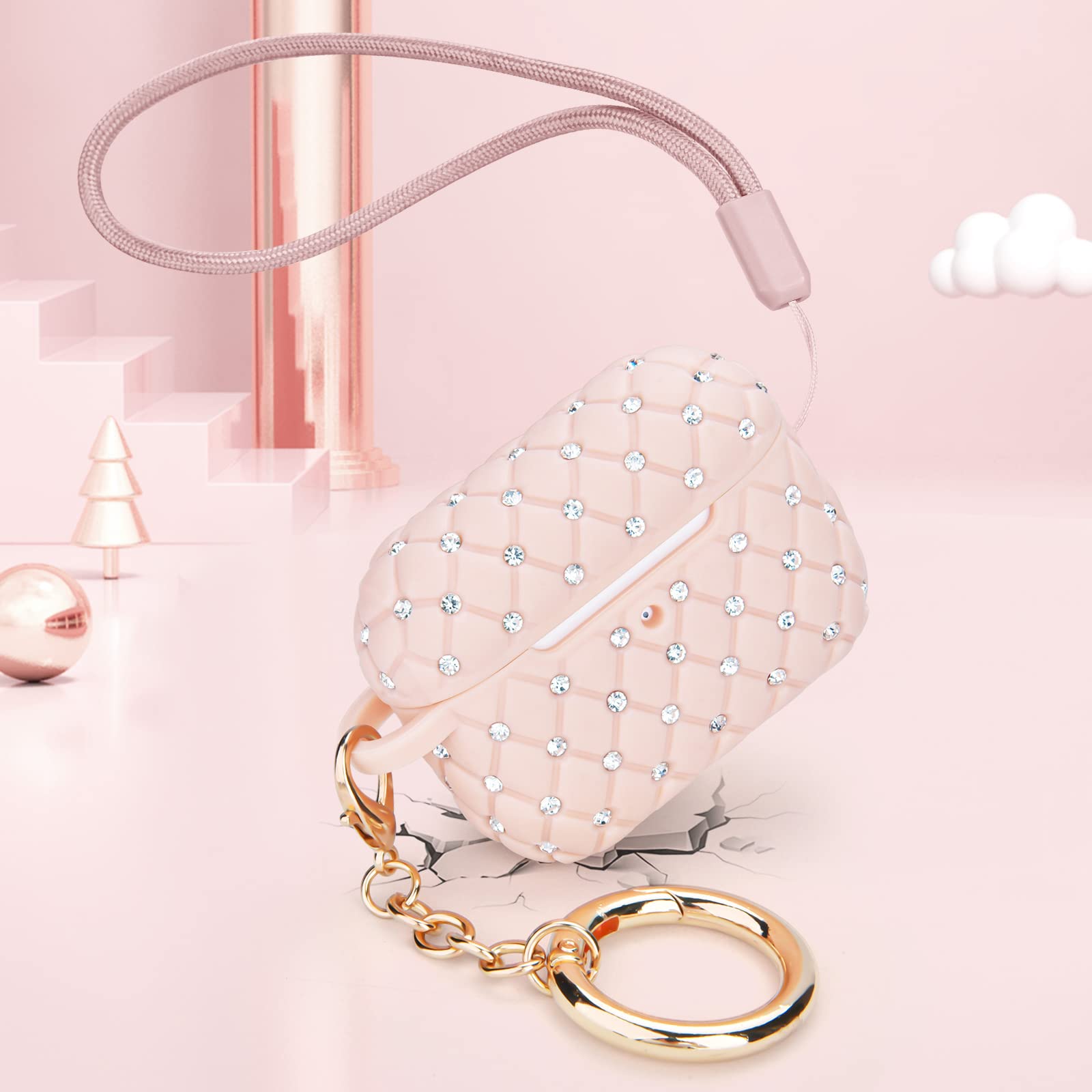 Foto 4 pulgar | Funda Visoom Airpods Pro De Segunda Generación Con Diamantes De Imitación Brillantes, Rosa - Venta Internacional.