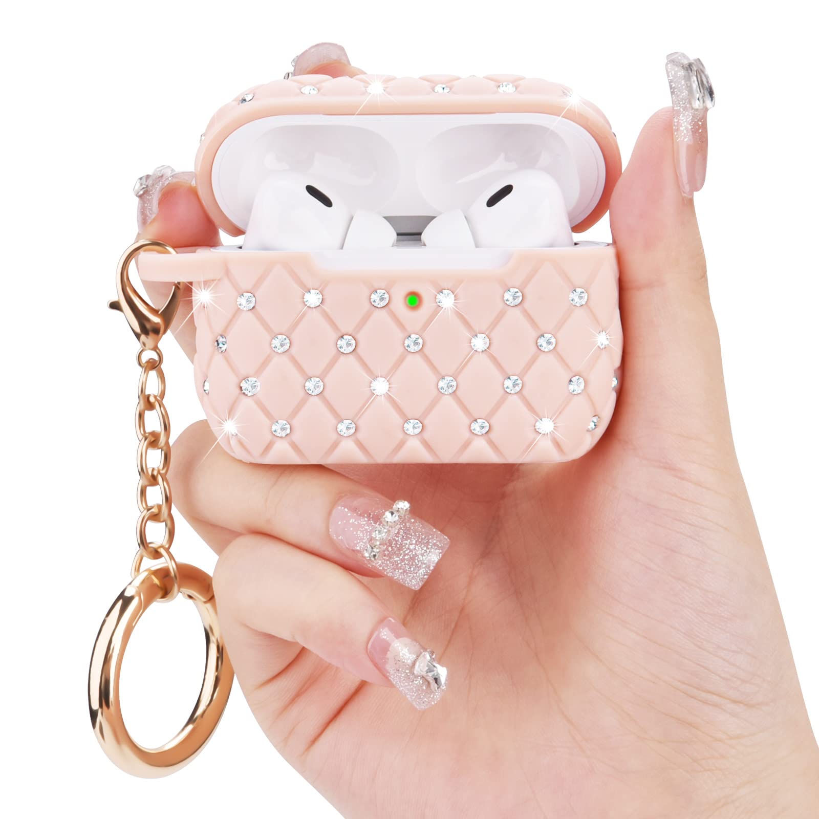 Foto 5 pulgar | Funda Visoom Airpods Pro De Segunda Generación Con Diamantes De Imitación Brillantes, Rosa - Venta Internacional.