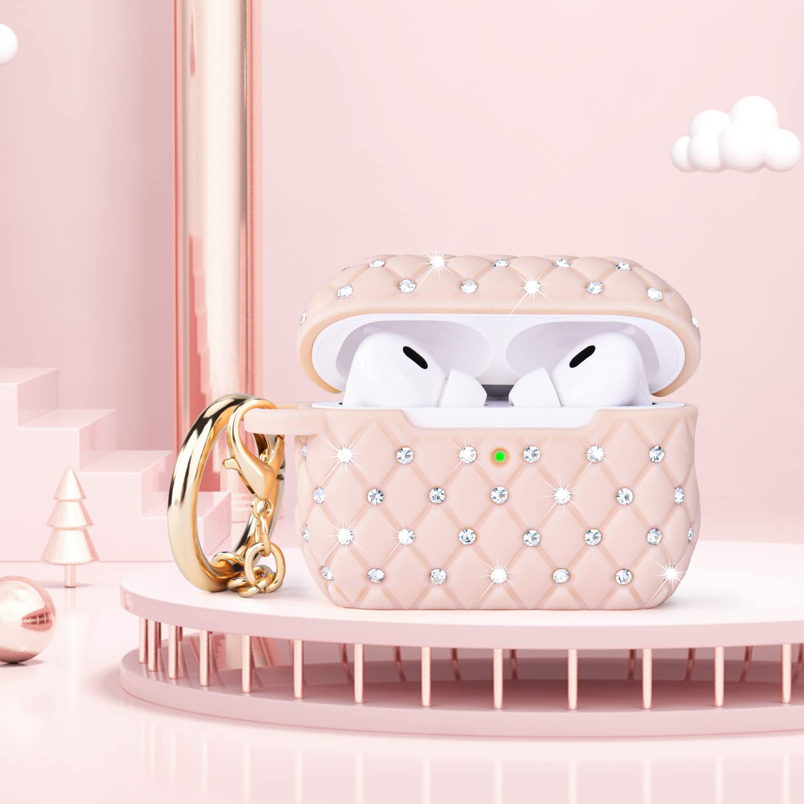 Foto 6 pulgar | Funda Visoom Airpods Pro De Segunda Generación Con Diamantes De Imitación Brillantes, Rosa - Venta Internacional.