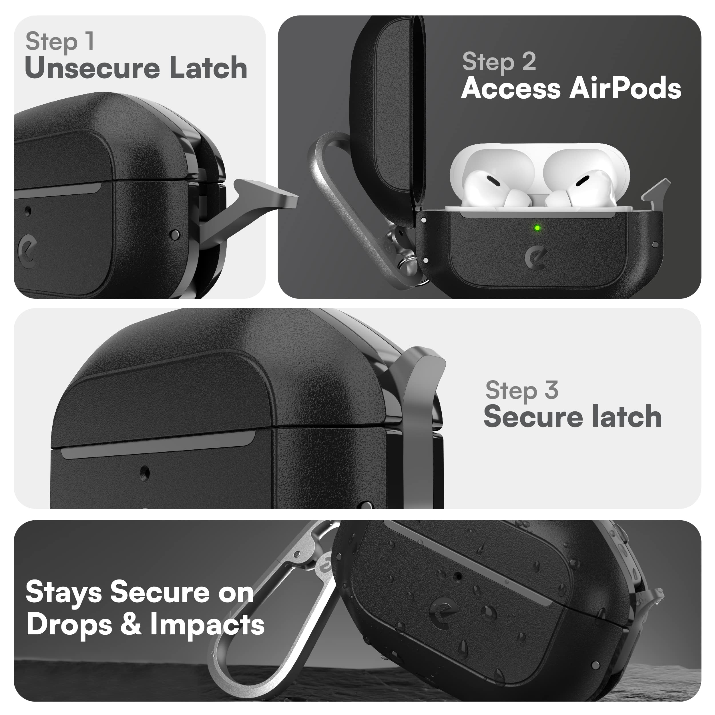 Foto 4 pulgar | Funda Keybudz para AirPods Pro Impermeable y con Cierre Negro - Venta Internacional