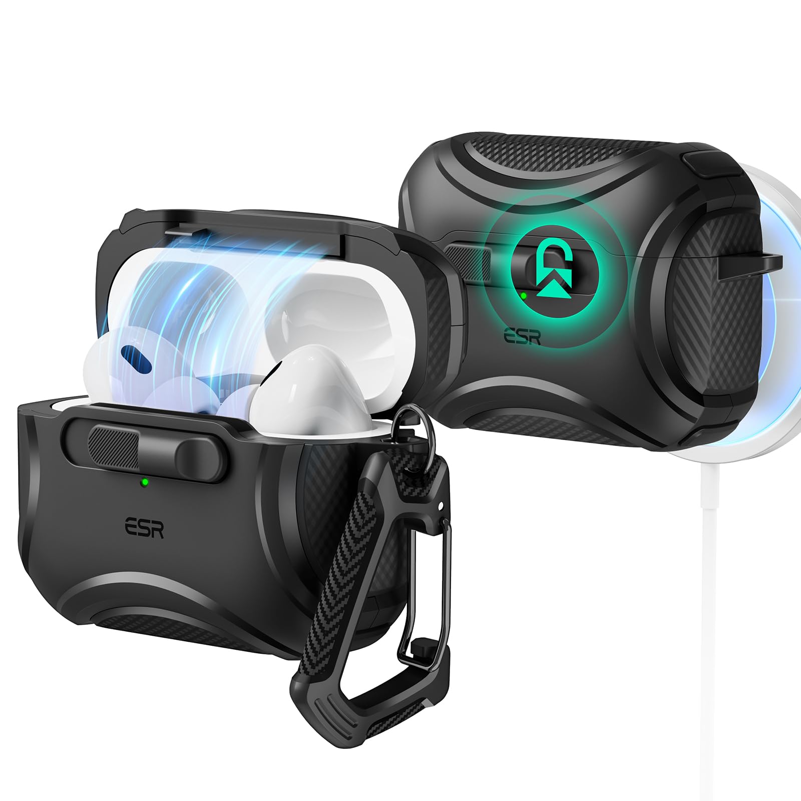 Foto 2 pulgar | Funda Para Airpods Pro Esr Cyber Series A Prueba De Caídas  Negra - Venta Internacional