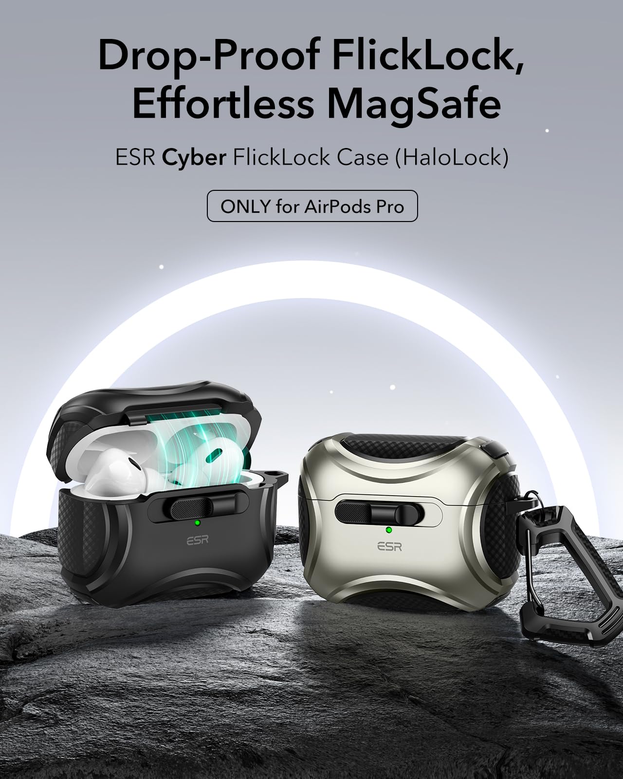 Foto 3 pulgar | Funda Para Airpods Pro Esr Cyber Series A Prueba De Caídas  Negra - Venta Internacional