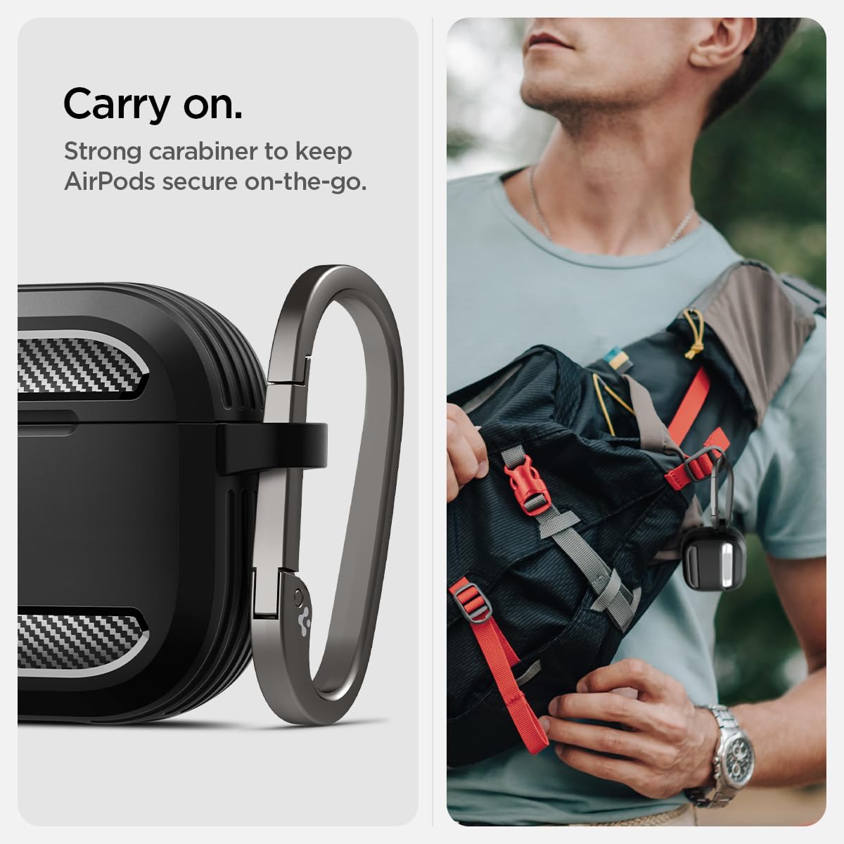 Foto 4 | Funda Protectora Para Airpods 4 Con Mosquetón Spigen Rugged Armor - Venta Internacional.