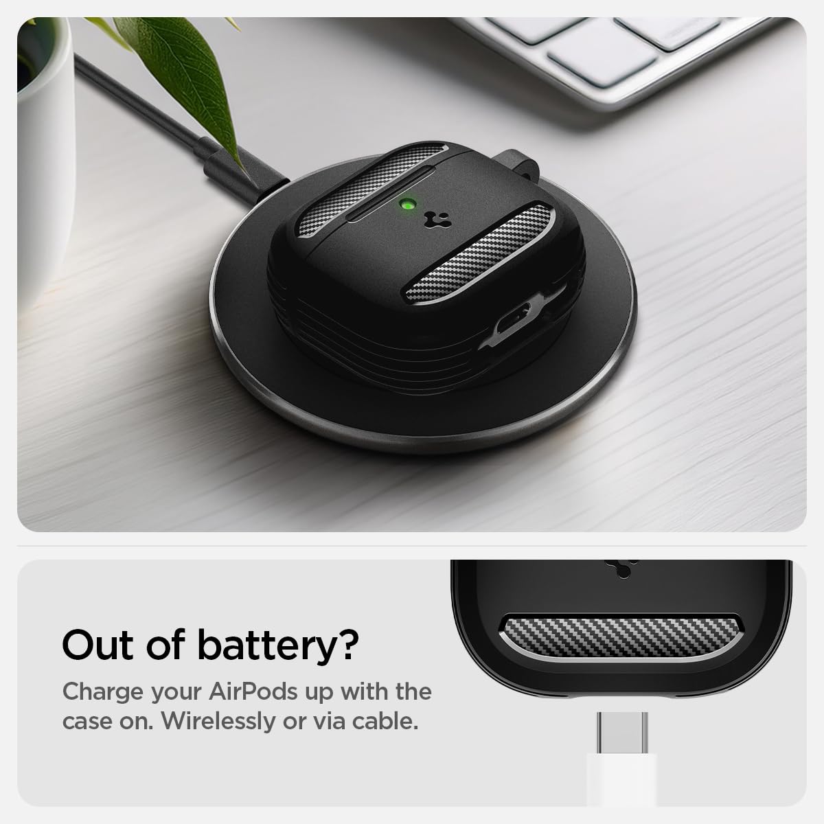 Foto 6 pulgar | Funda Protectora Para Airpods 4 Con Mosquetón Spigen Rugged Armor - Venta Internacional.