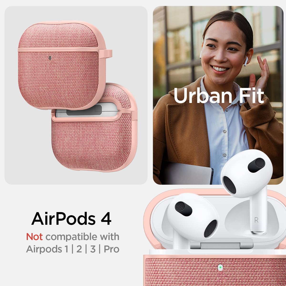 Foto 3 pulgar | Funda Spigen Urban Fit Para Airpods 4 Con Anc (2024), Color Dorado Rosa - Venta Internacional.