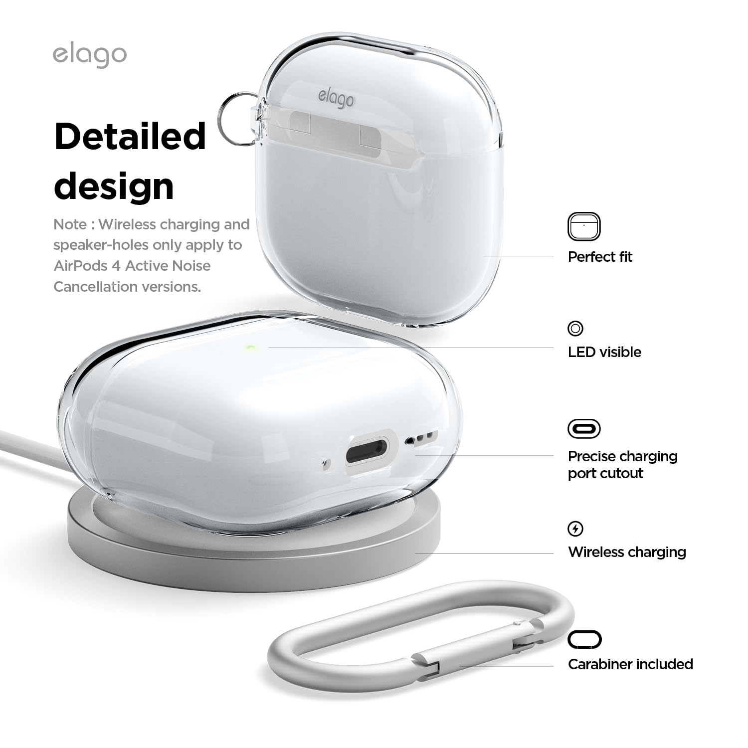 Foto 6 pulgar | Funda Elago Clear Compatible Con Airpods De Cuarta Generación Con Mosquetón - Venta Internacional.