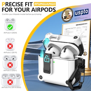 Foto 2 | Funda Para Airpods De Cuarta Generación Rfunguango, Protección Contra Caídas, Blanca - Venta Internacional.