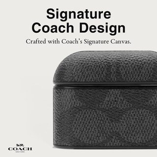 Foto 3 | Funda para AirPods Pro Coach Signature de Lona Color Carbón - Venta Internacional