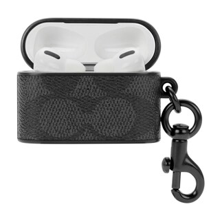 Foto 6 | Funda para AirPods Pro Coach Signature de Lona Color Carbón - Venta Internacional
