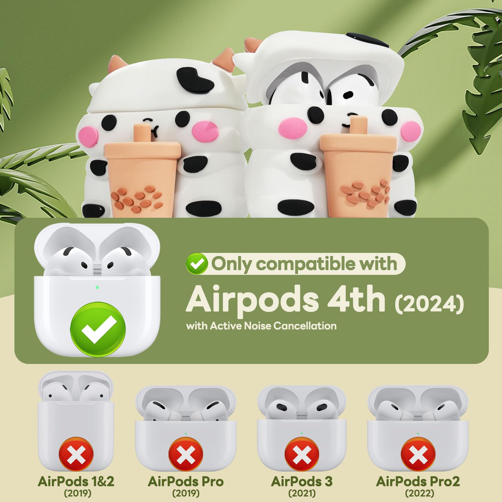 Foto 4 pulgar | Funda para AirPods 4 Skyconser Cute Cow con Kit de Limpieza - Venta Internacional