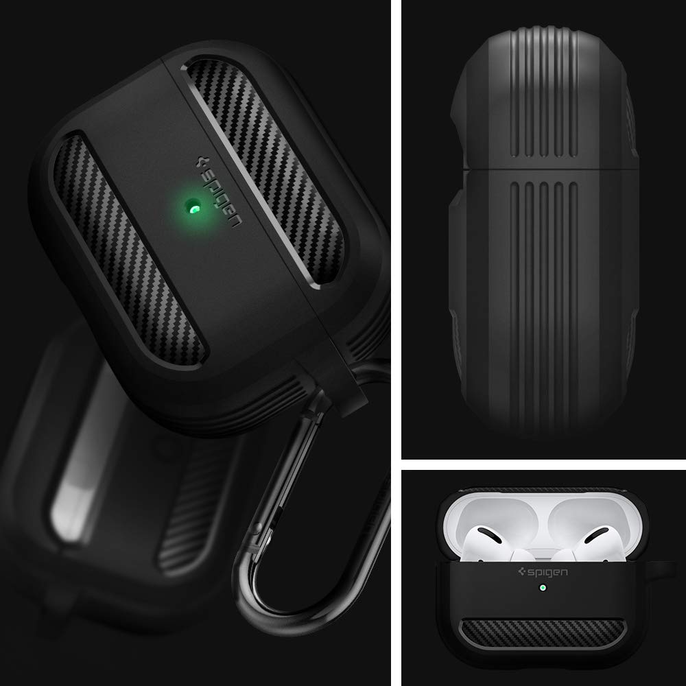 Foto 3 pulgar | Funda para Airpods Pro Spigen Rugged Armor con Llavero - Venta Internacional