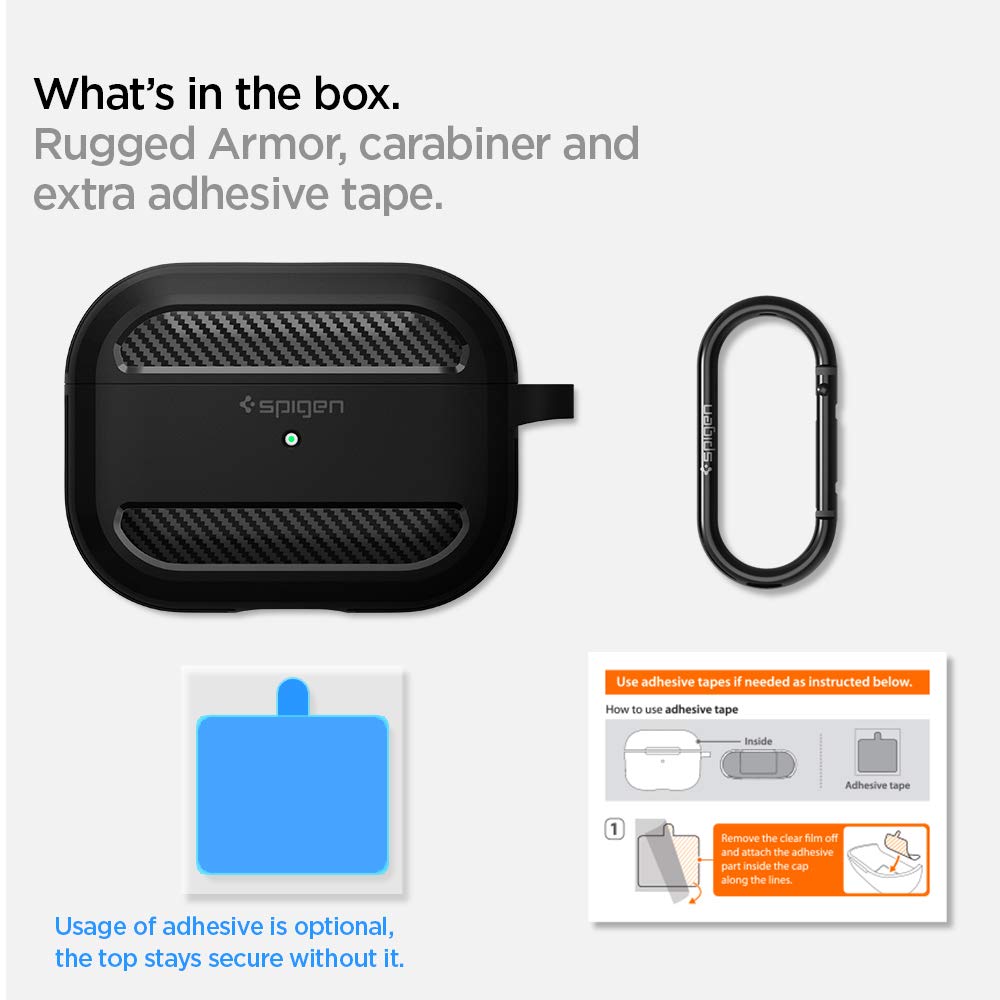 Foto 8 pulgar | Funda para Airpods Pro Spigen Rugged Armor con Llavero - Venta Internacional