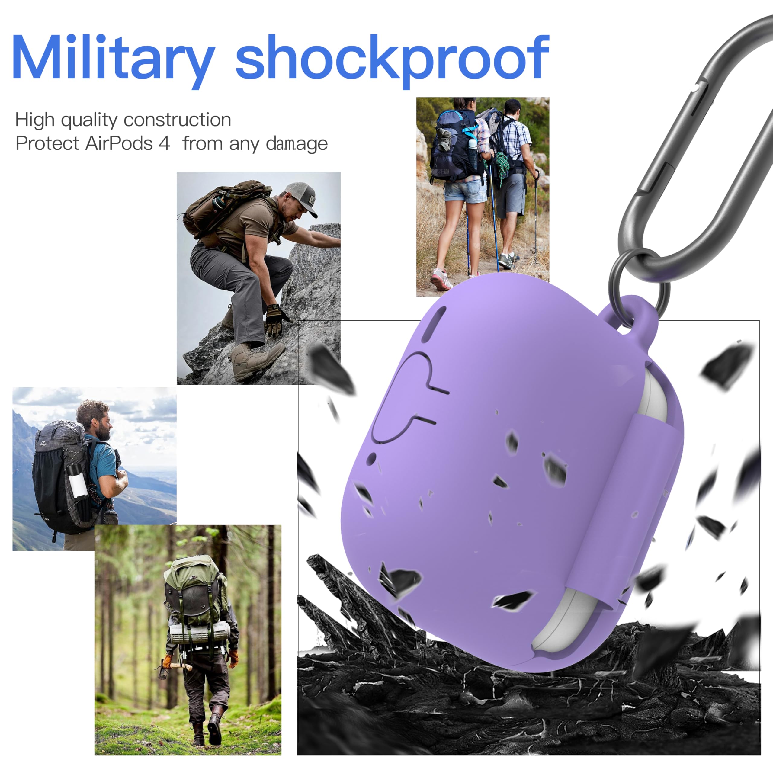 Foto 4 pulgar | Funda Damonlight para Airpods 4th Gen con Kit de Limpieza Morado - Venta Internacional