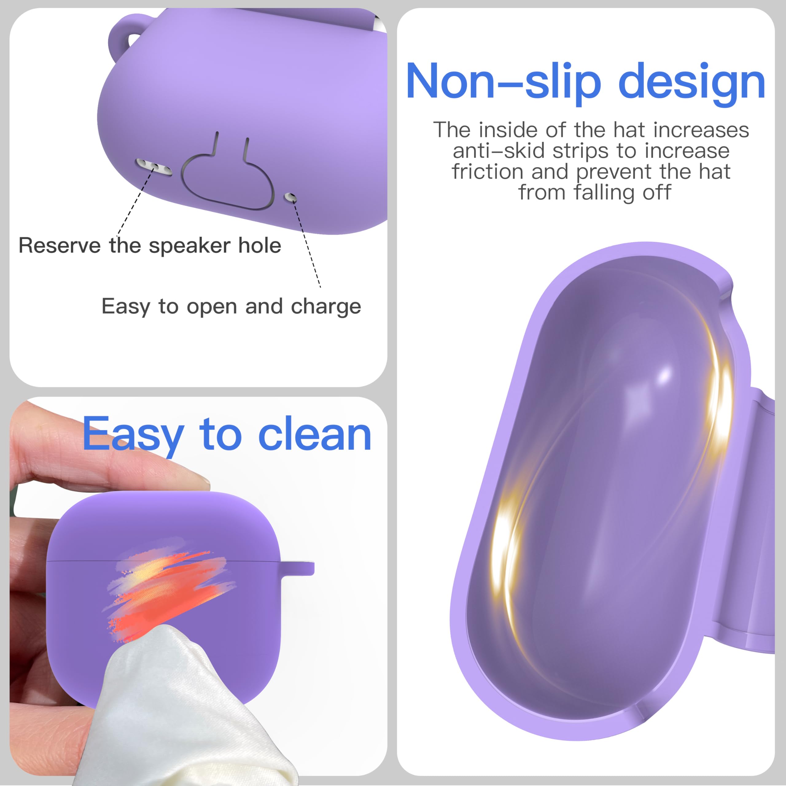 Foto 5 pulgar | Funda Damonlight para Airpods 4th Gen con Kit de Limpieza Morado - Venta Internacional