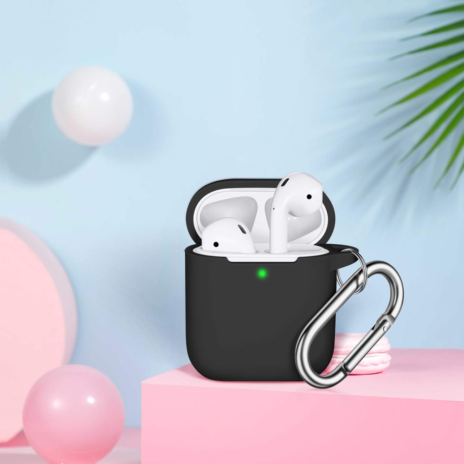 Foto 2 | Funda Para Airpods R-fun de Silicona Suave con Llavero Negro - Venta Internacional