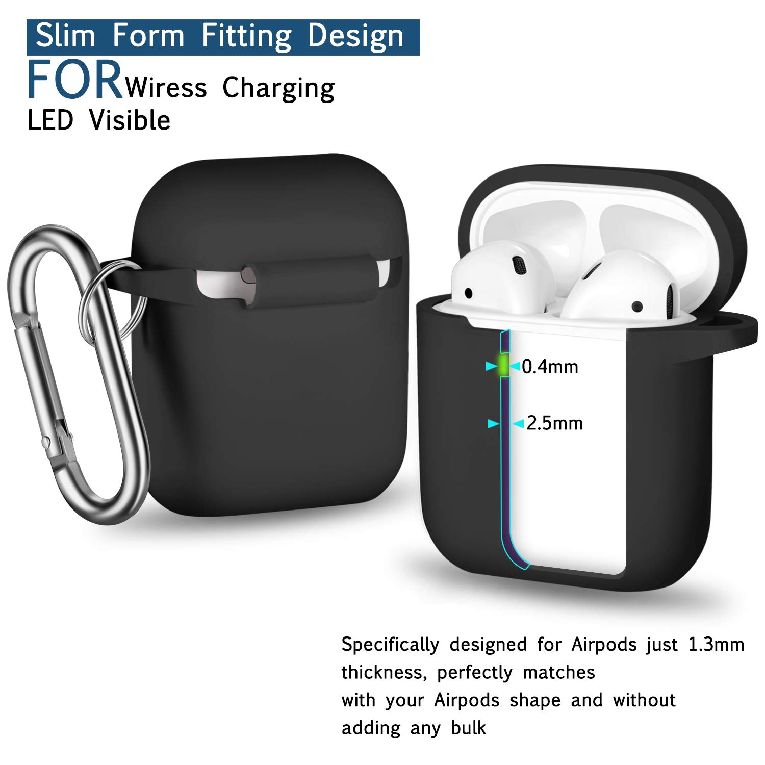 Foto 5 | Funda Para Airpods R-fun de Silicona Suave con Llavero Negro - Venta Internacional