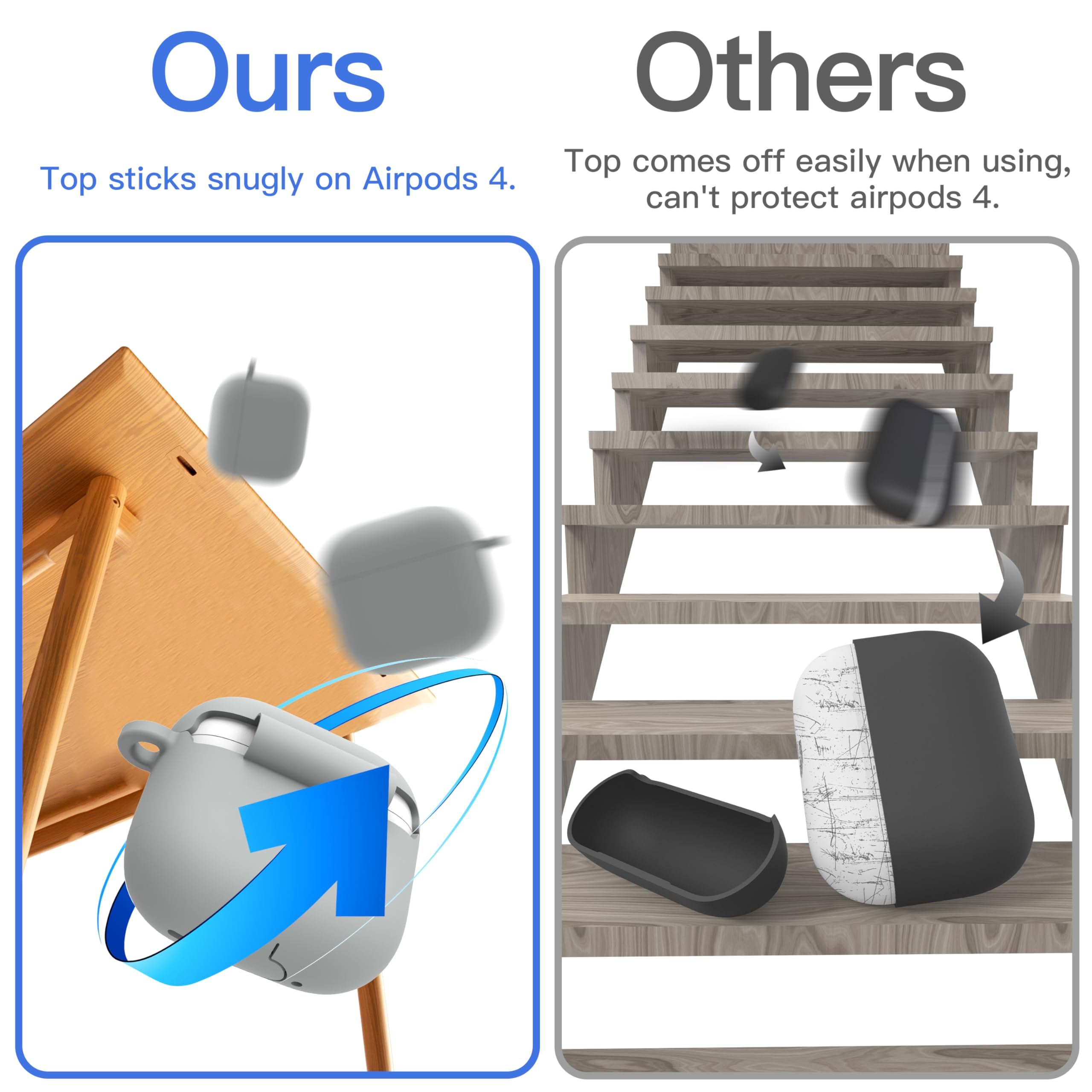 Foto 3 pulgar | Funda Damonlight para Airpods 4th Gen con Kit de Limpieza Gris - Venta Internacional