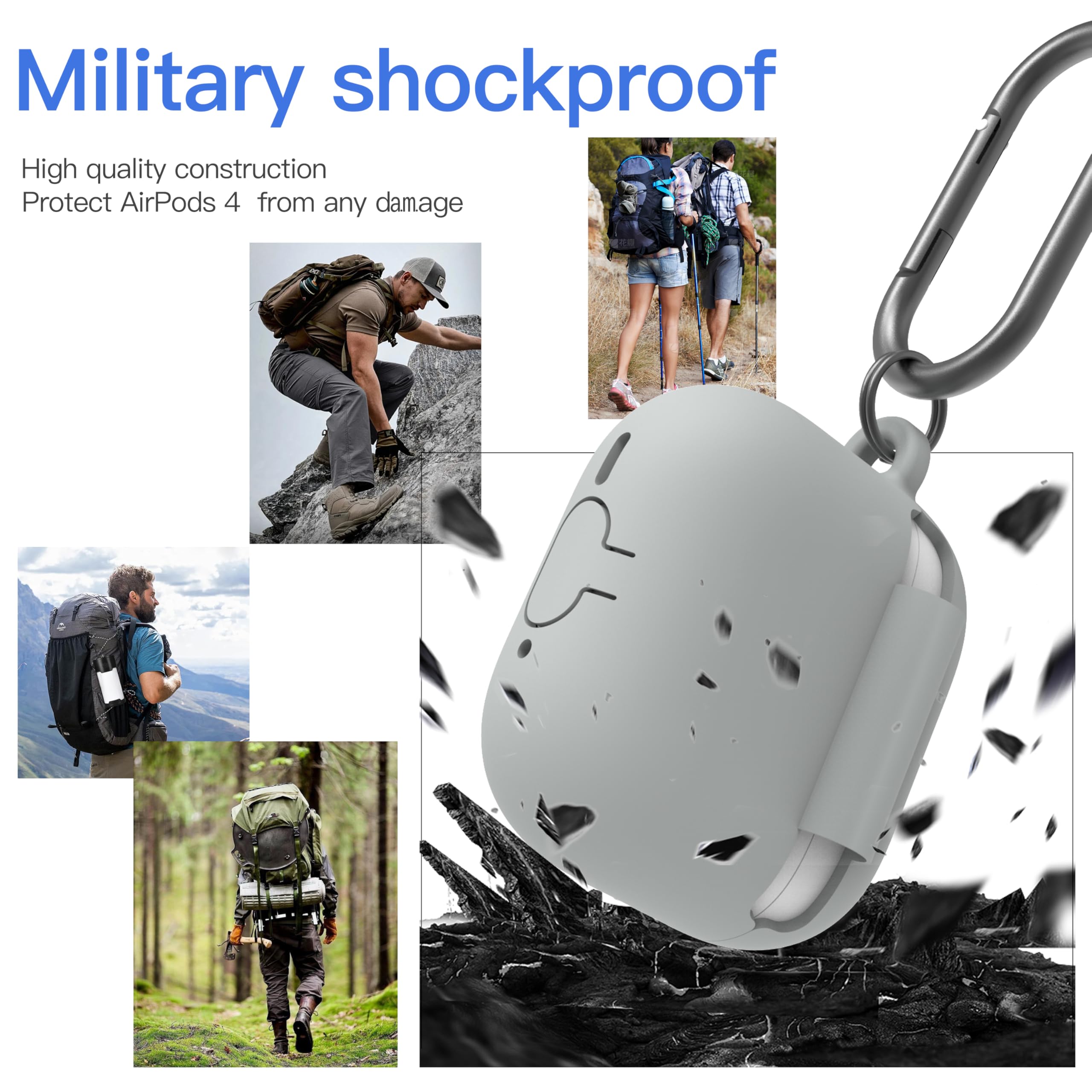 Foto 4 pulgar | Funda Damonlight para Airpods 4th Gen con Kit de Limpieza Gris - Venta Internacional