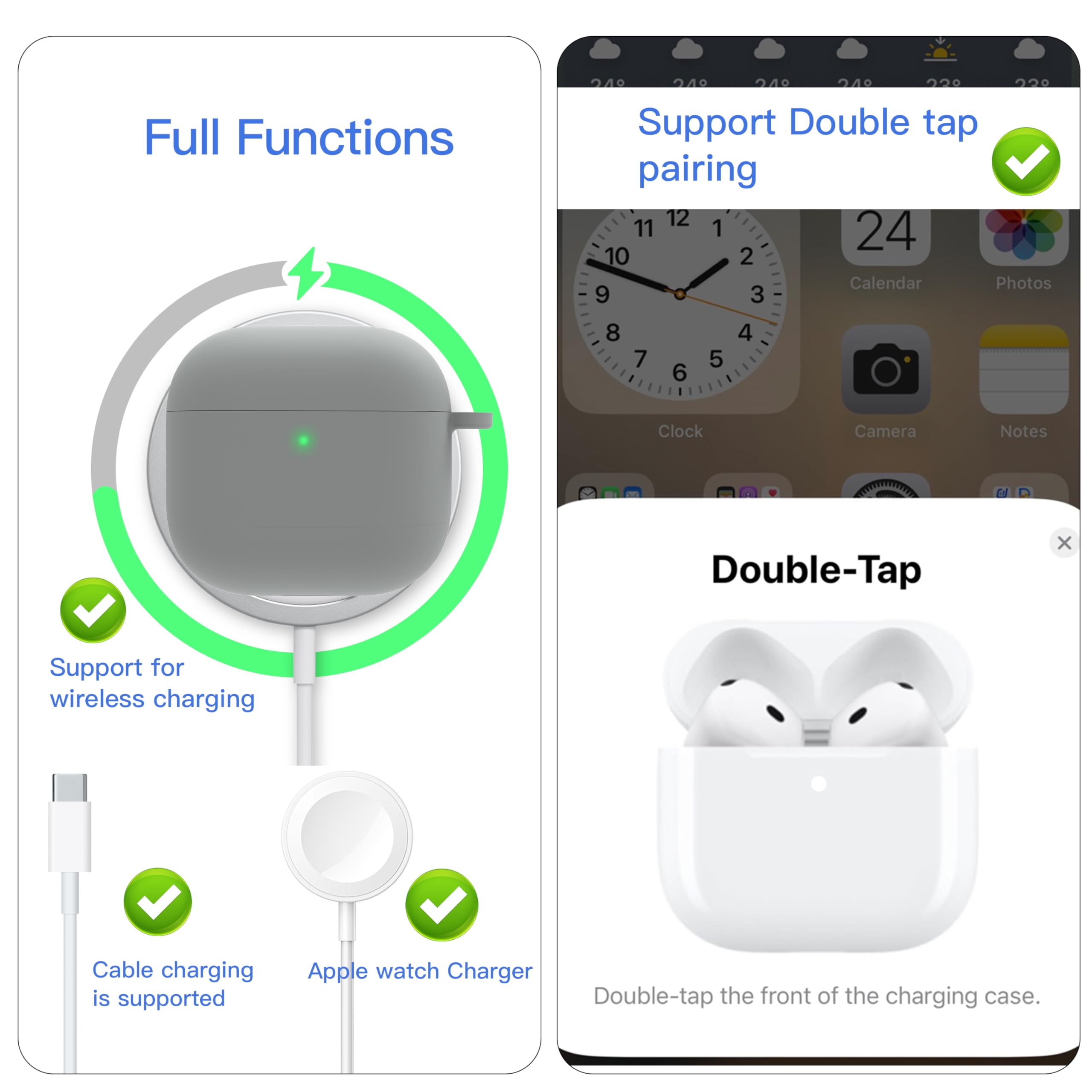 Foto 6 | Funda Damonlight para Airpods 4th Gen con Kit de Limpieza Gris - Venta Internacional