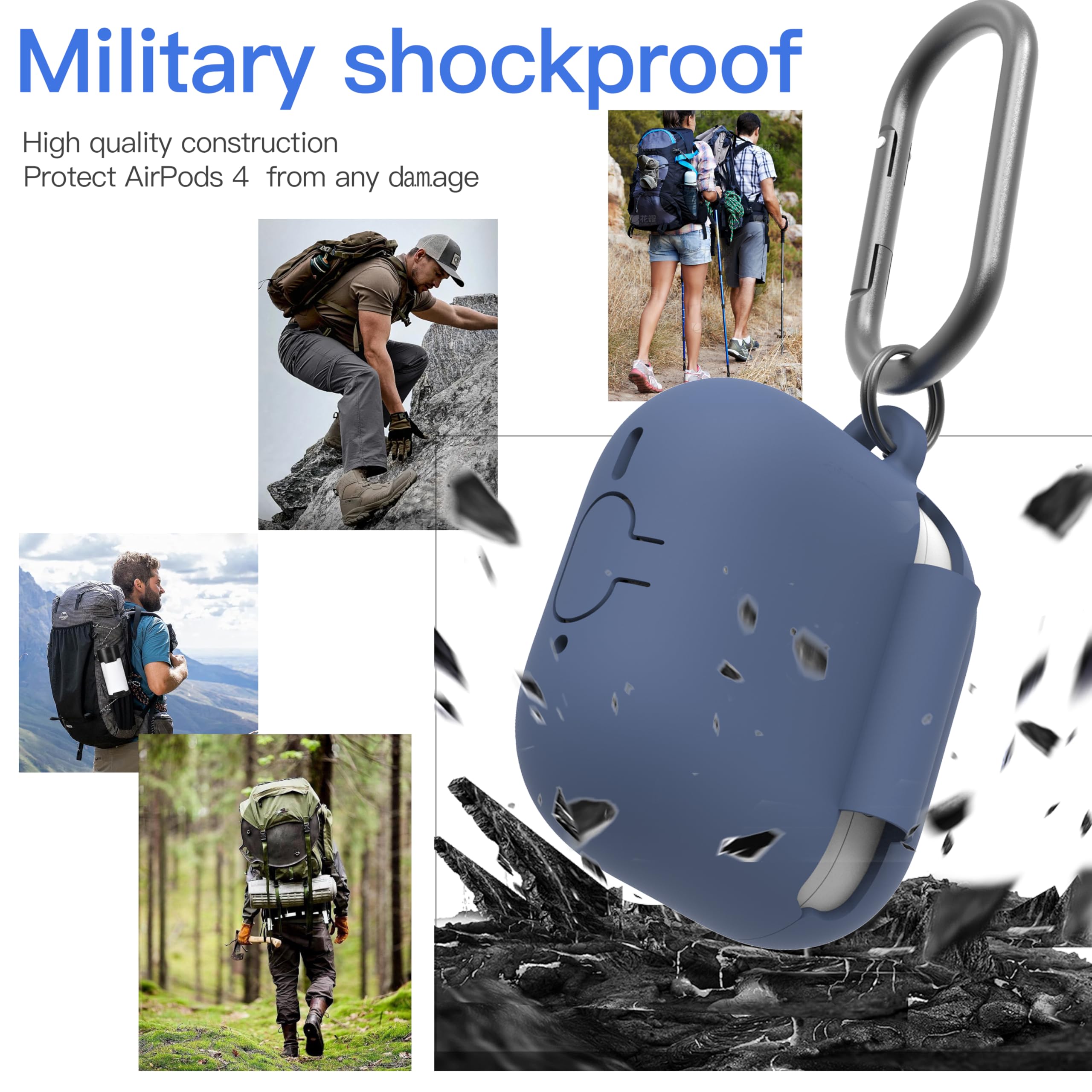 Foto 4 pulgar | Funda Damonlight para AirPods 4th Gen 2024 con Kit de Limpieza Azul - Venta Internacional