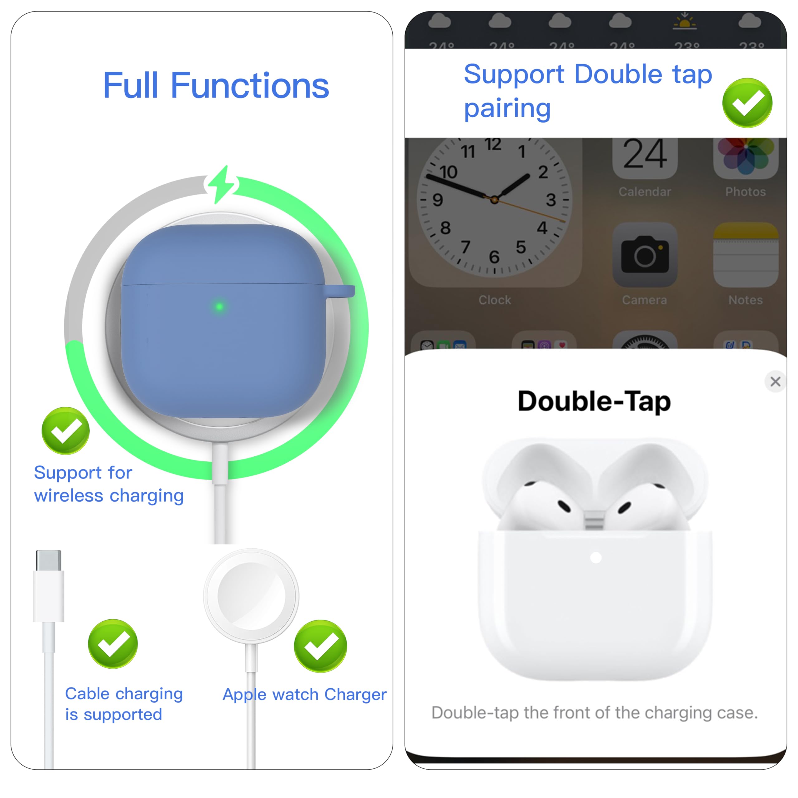 Foto 5 pulgar | Funda Damonlight para AirPods 4th Gen 2024 con Kit de Limpieza Azul - Venta Internacional