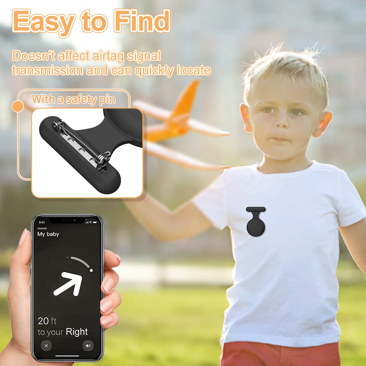 Foto 3 pulgar | Soporte para Airtag Suihuoji Para Niños Impermeable Con Broche De Alfiler - Venta Internacional