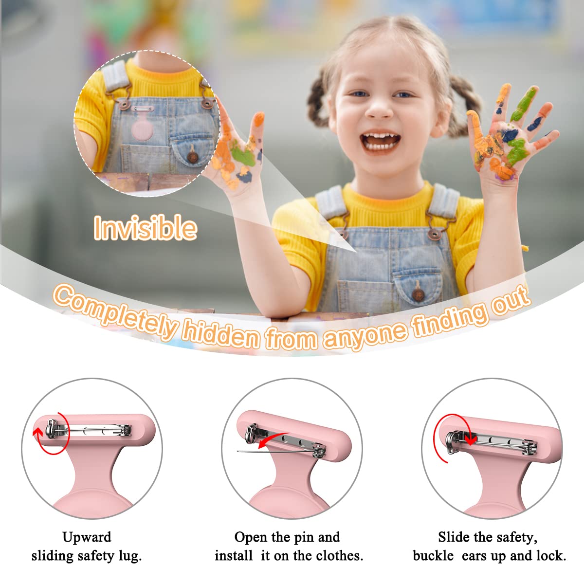 Foto 4 pulgar | Soporte para Airtag Suihuoji Para Niños Impermeable Con Broche De Alfiler - Venta Internacional