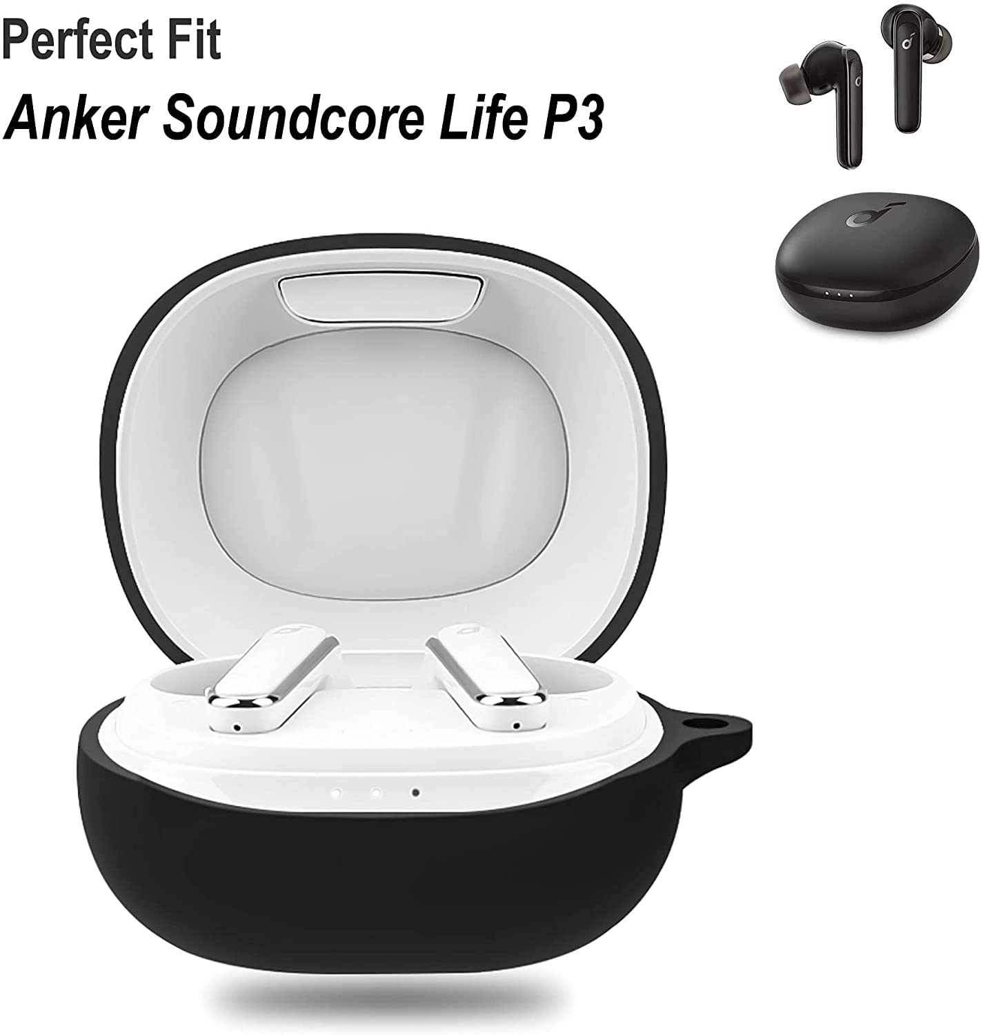 Foto 4 pulgar | Funda Para Lamshaw Soundcore Life P3 Tpu Con Llavero, Color Negro - Venta Internacional.