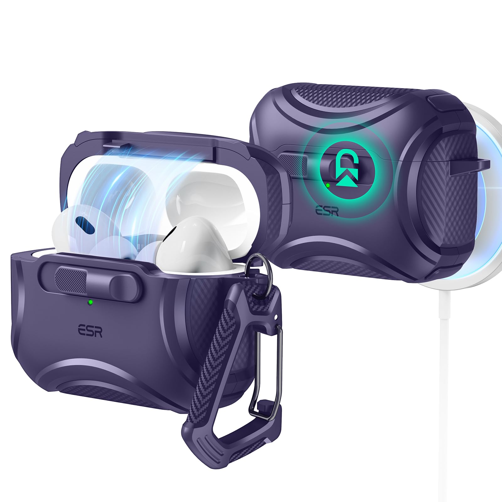 Foto 2 pulgar | Funda Para Airpods Pro Esr Cyber Series, Color Morado, A Prueba De Caídas - Venta Internacional.