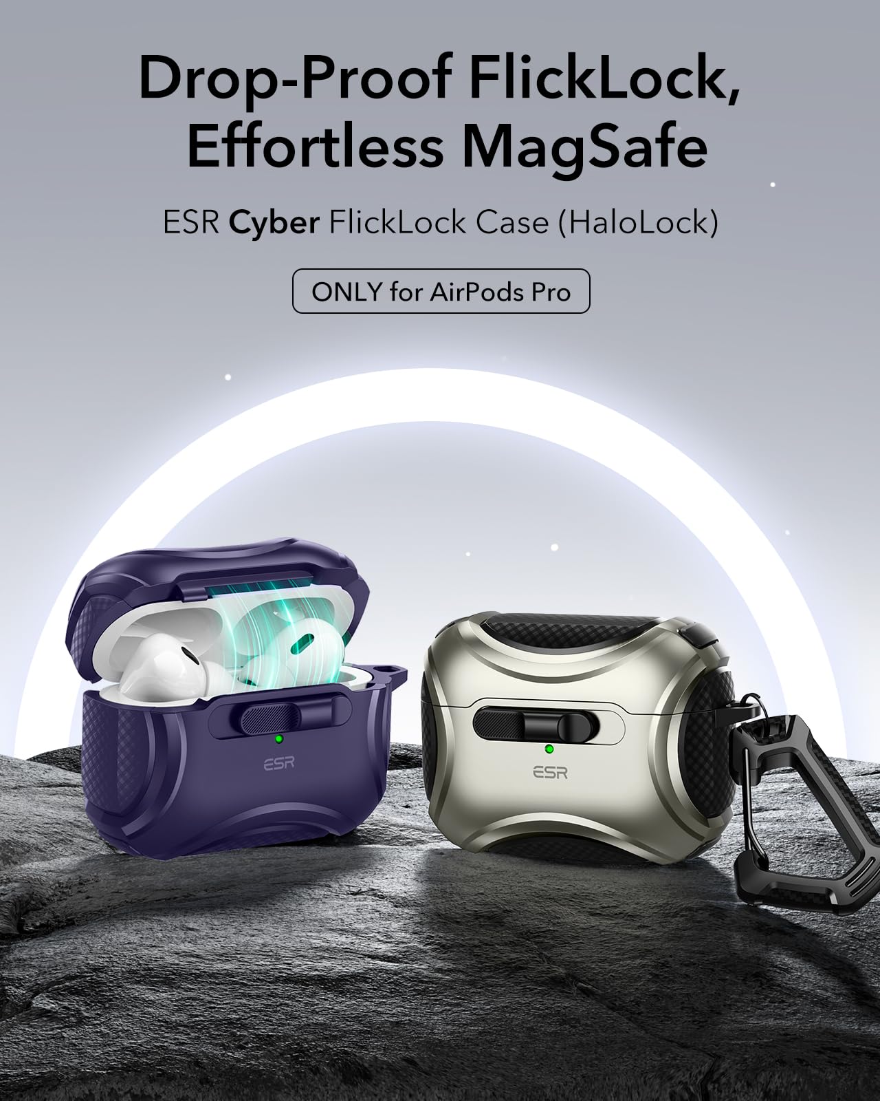 Foto 3 pulgar | Funda Para Airpods Pro Esr Cyber Series, Color Morado, A Prueba De Caídas - Venta Internacional.