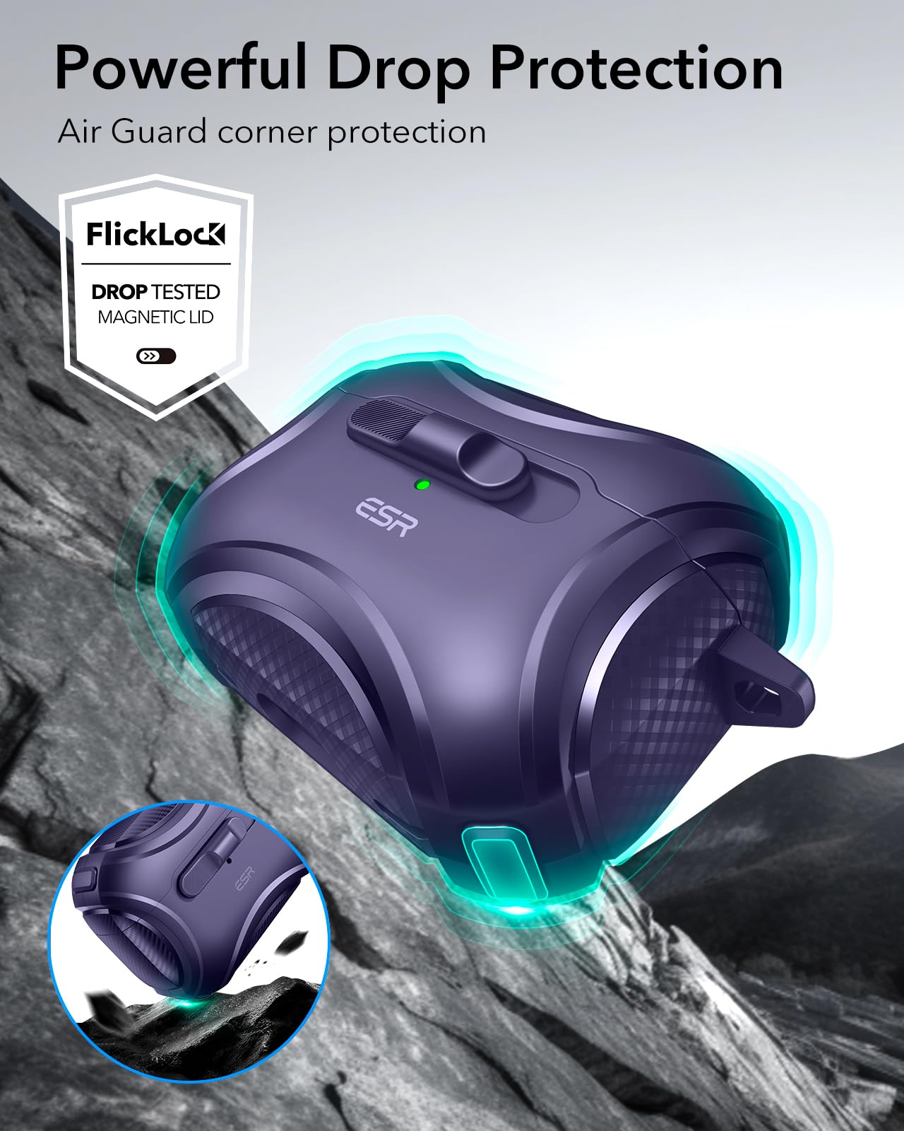 Foto 7 pulgar | Funda Para Airpods Pro Esr Cyber Series, Color Morado, A Prueba De Caídas - Venta Internacional.