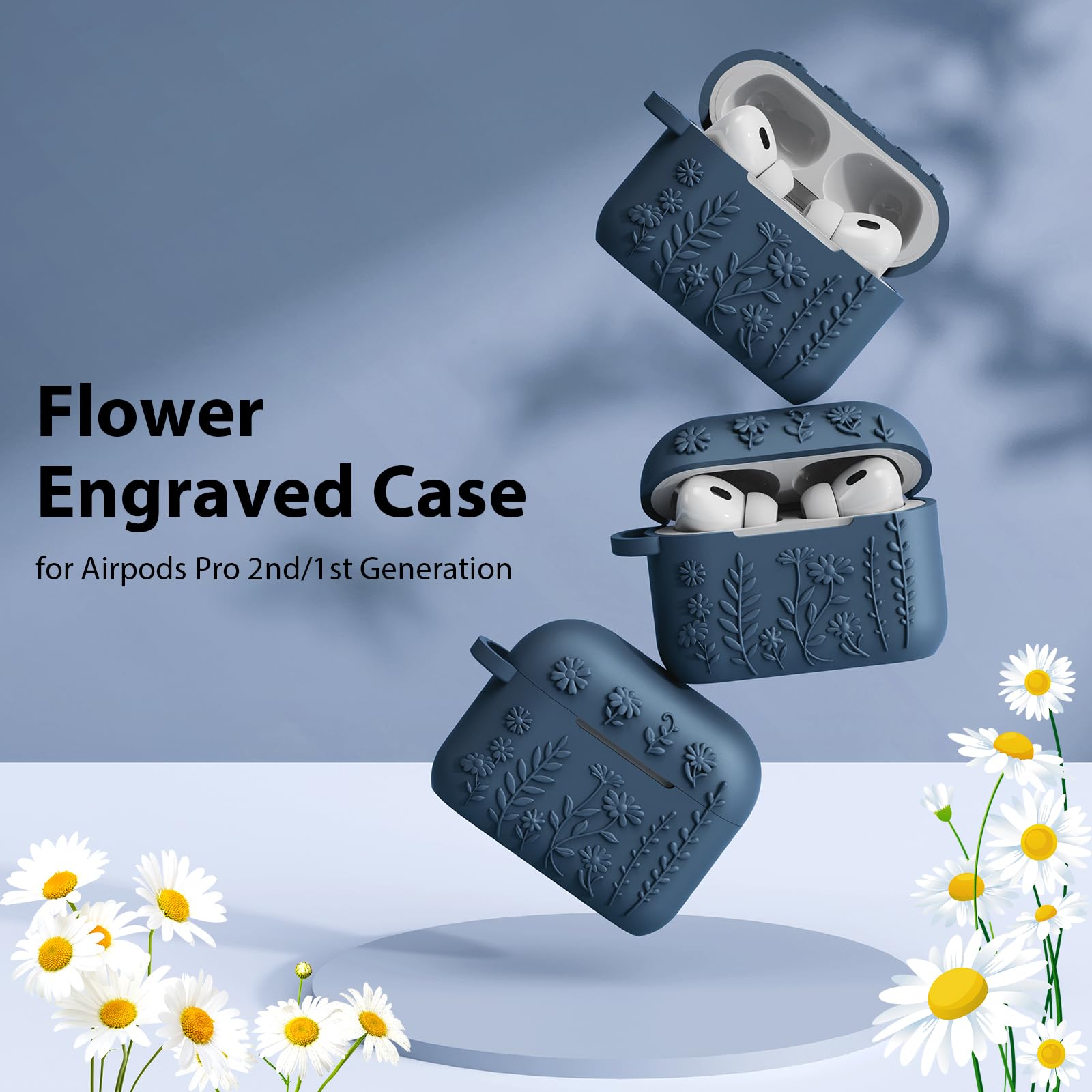 Foto 2 | Funda Airspo AirPods Pro de Segunda Generación de Silicona  Azul Medianoche - Venta Internacional