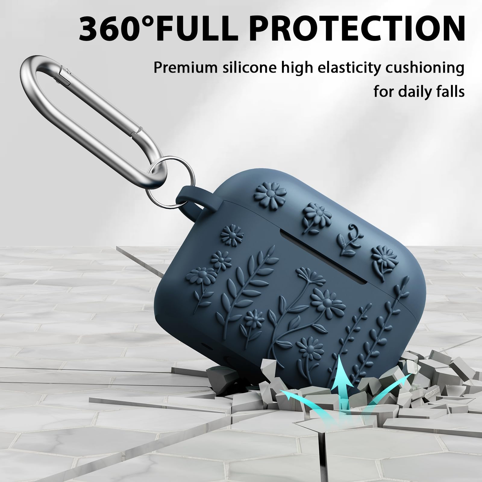 Foto 4 pulgar | Funda Airspo AirPods Pro de Segunda Generación de Silicona  Azul Medianoche - Venta Internacional