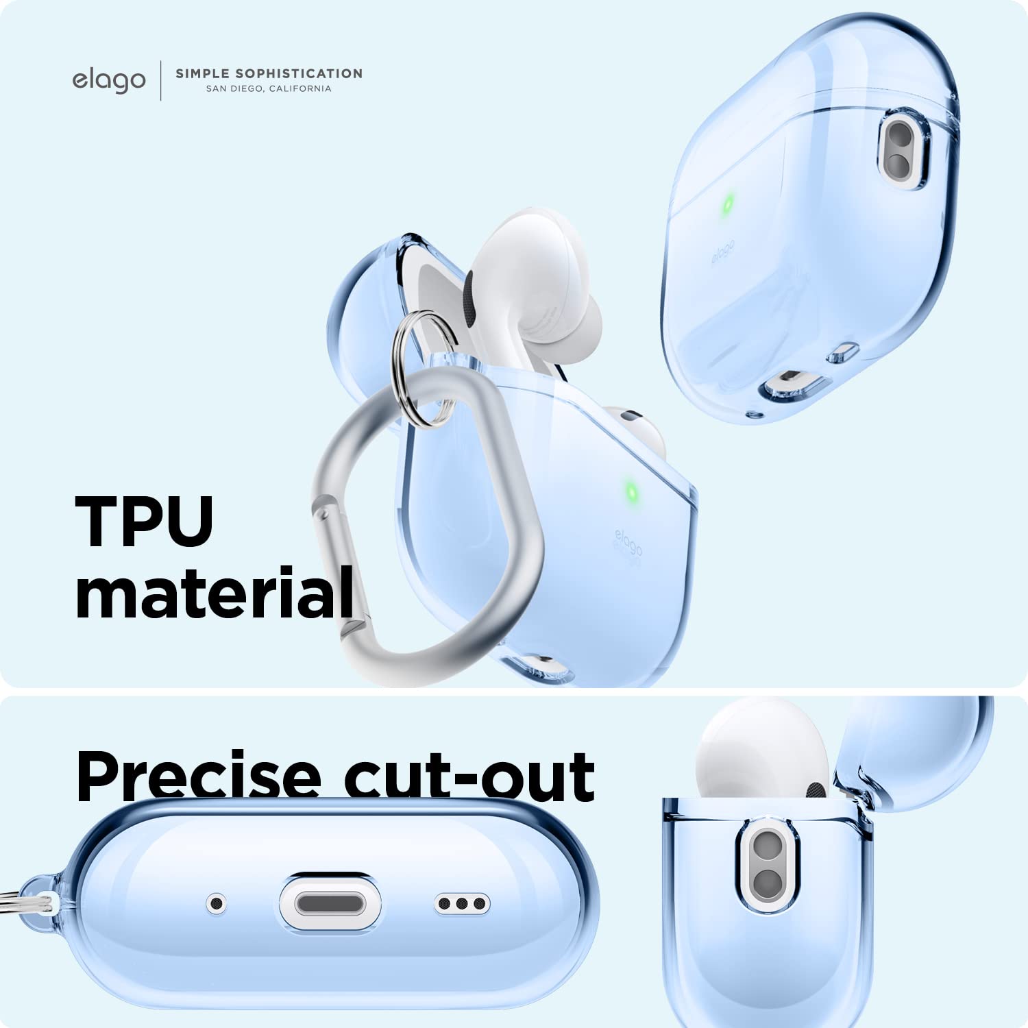 Foto 5 pulgar | Funda Elago Compatible Con Airpods Pro De Segunda Generación, Transparente, Azul Aguamarina - Venta Internacional.
