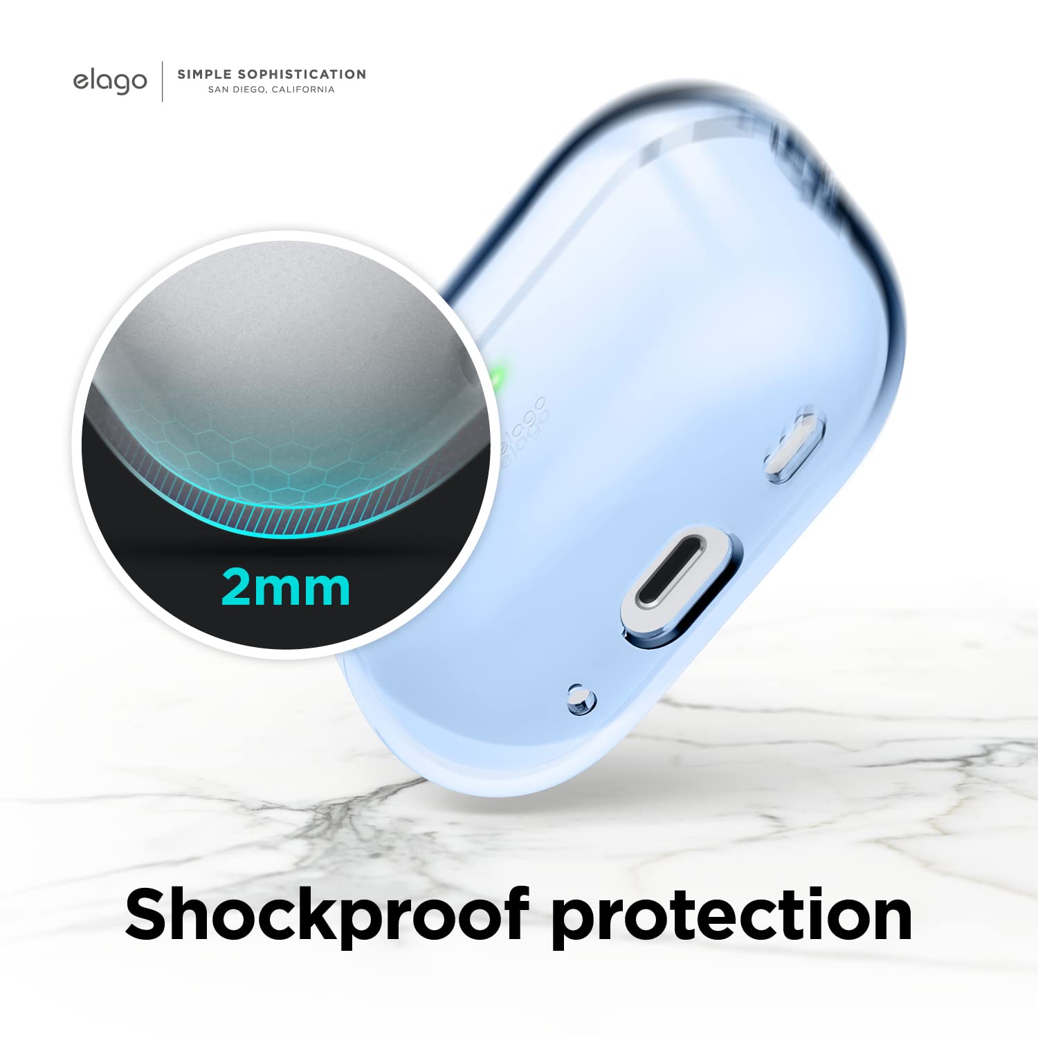 Foto 6 pulgar | Funda Elago Compatible Con Airpods Pro De Segunda Generación, Transparente, Azul Aguamarina - Venta Internacional.