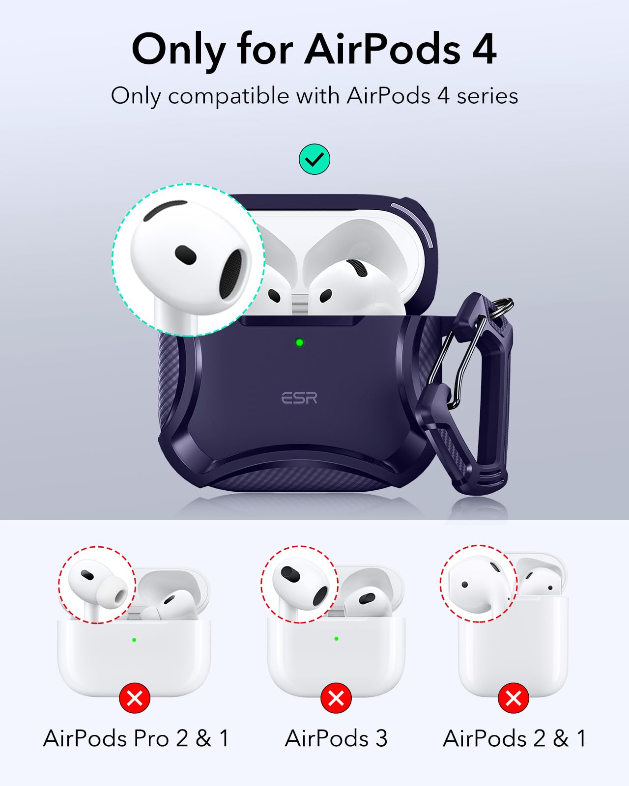 Foto 2 | Funda Para Airpods 4 Esr Halolock Cyber Series Con Protección Contra Caídas - Venta Internacional.