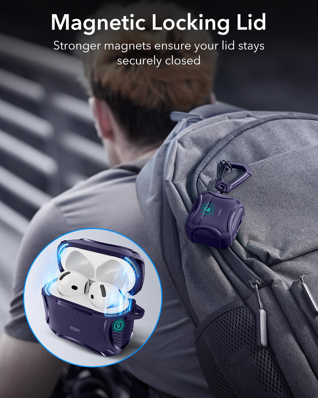 Foto 5 pulgar | Funda Para Airpods 4 Esr Halolock Cyber Series Con Protección Contra Caídas - Venta Internacional.