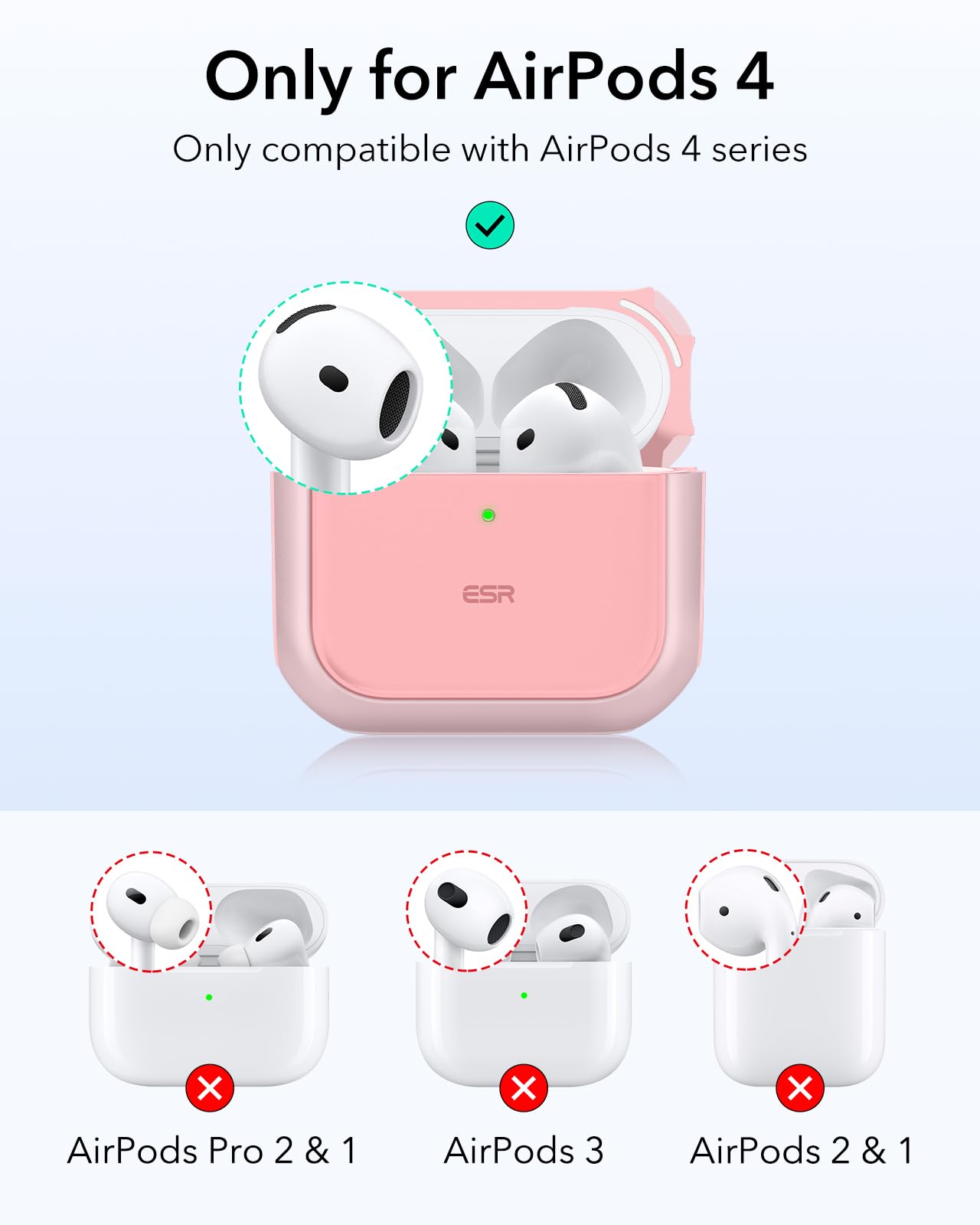 Foto 3 pulgar | Funda para AirPods 4.a Generación ESR Rosa - Venta Internacional