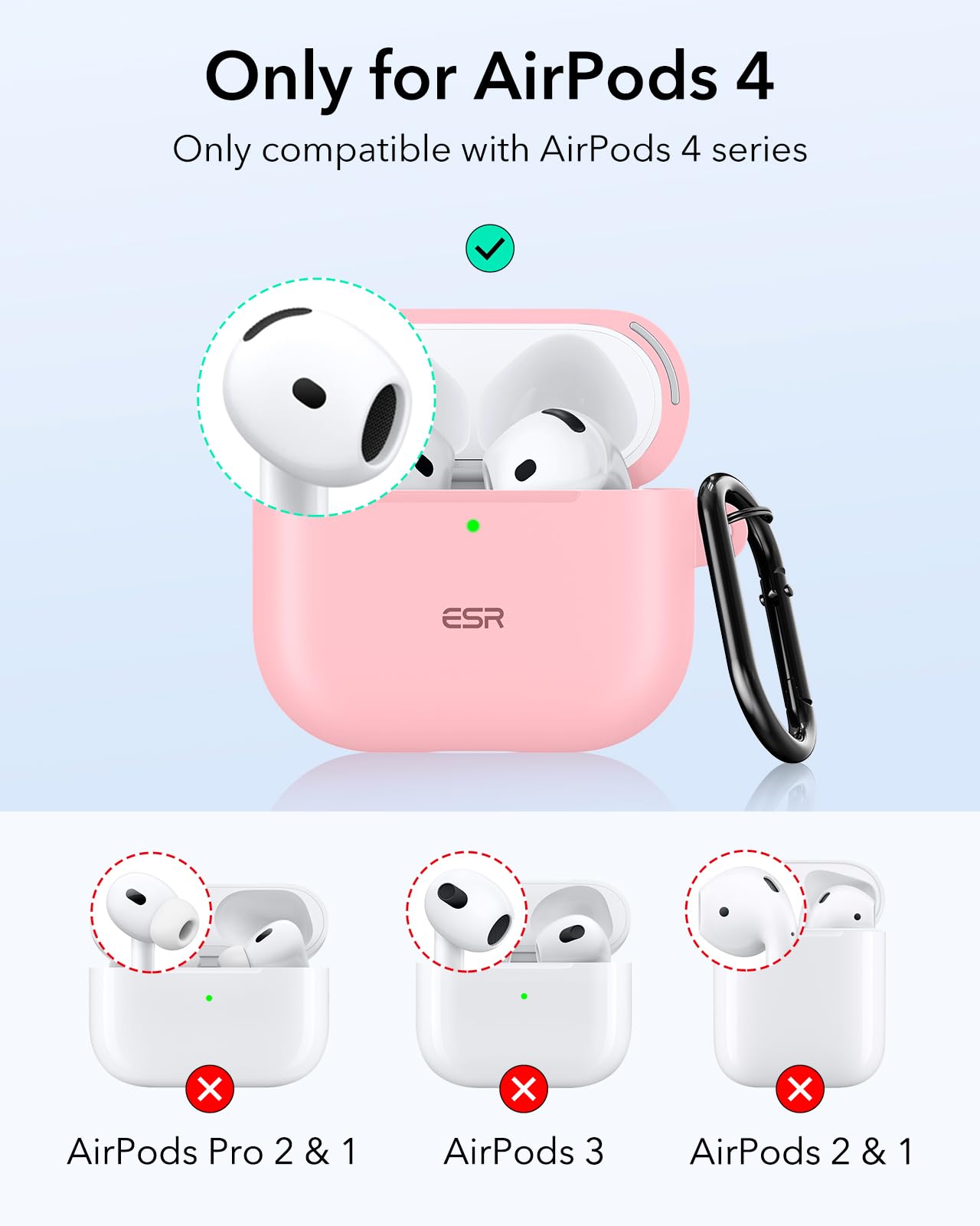 Foto 3 pulgar | Funda para AirPods 4.a Generación ESR Rosa - Venta Internacional