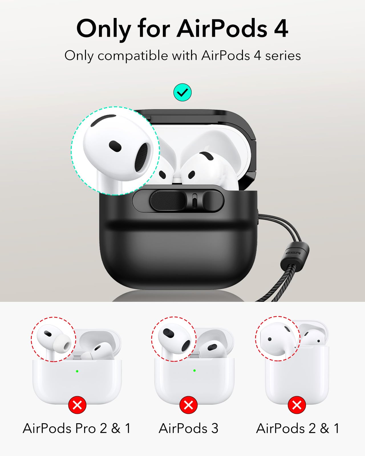 Foto 3 pulgar | Funda para AirPods 4.a Generación ESR Negro - Venta Internacional