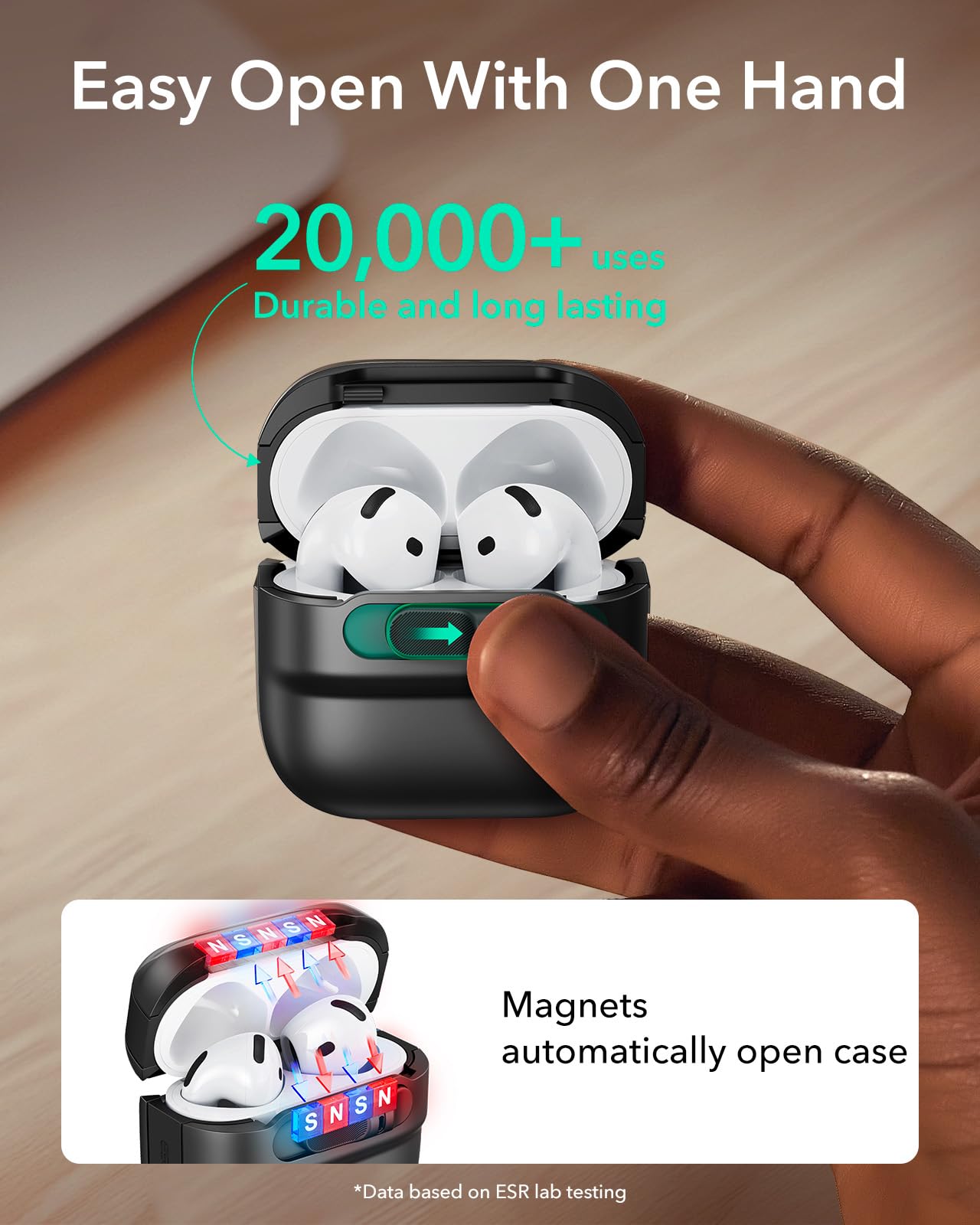 Foto 6 pulgar | Funda para AirPods 4.a Generación ESR Negro - Venta Internacional
