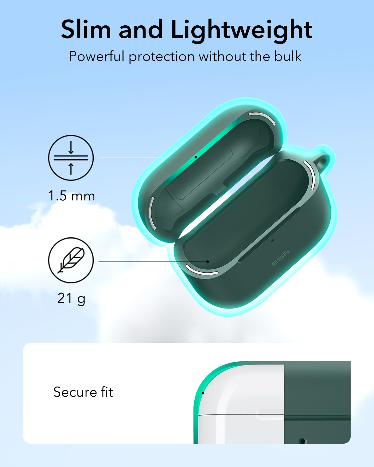 Foto 7 pulgar | Funda para AirPods 4.a Generación ESR Verde - Venta Internacional