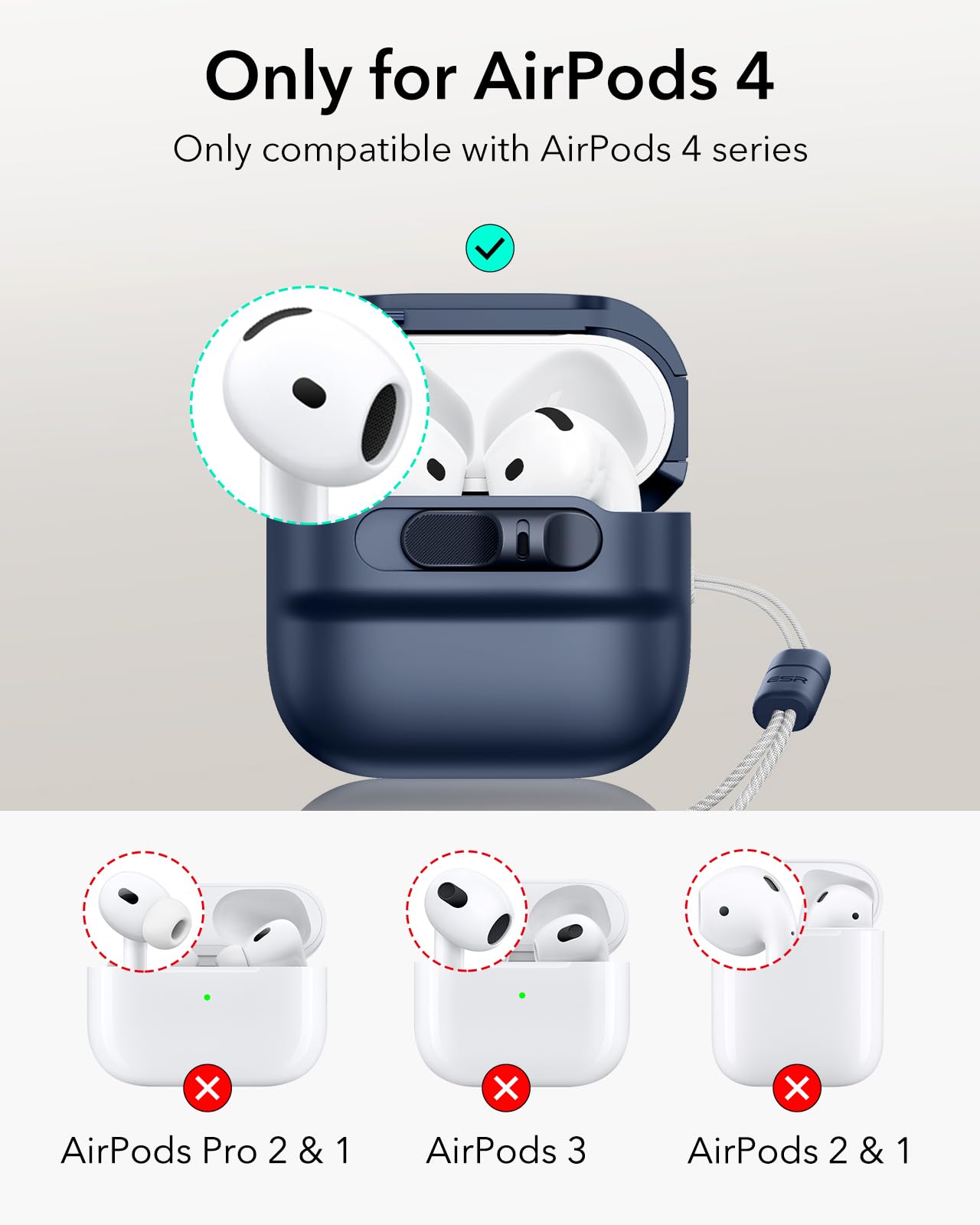 Foto 3 pulgar | Funda para AirPods 4.a Generación ESR Azul - Venta Internacional